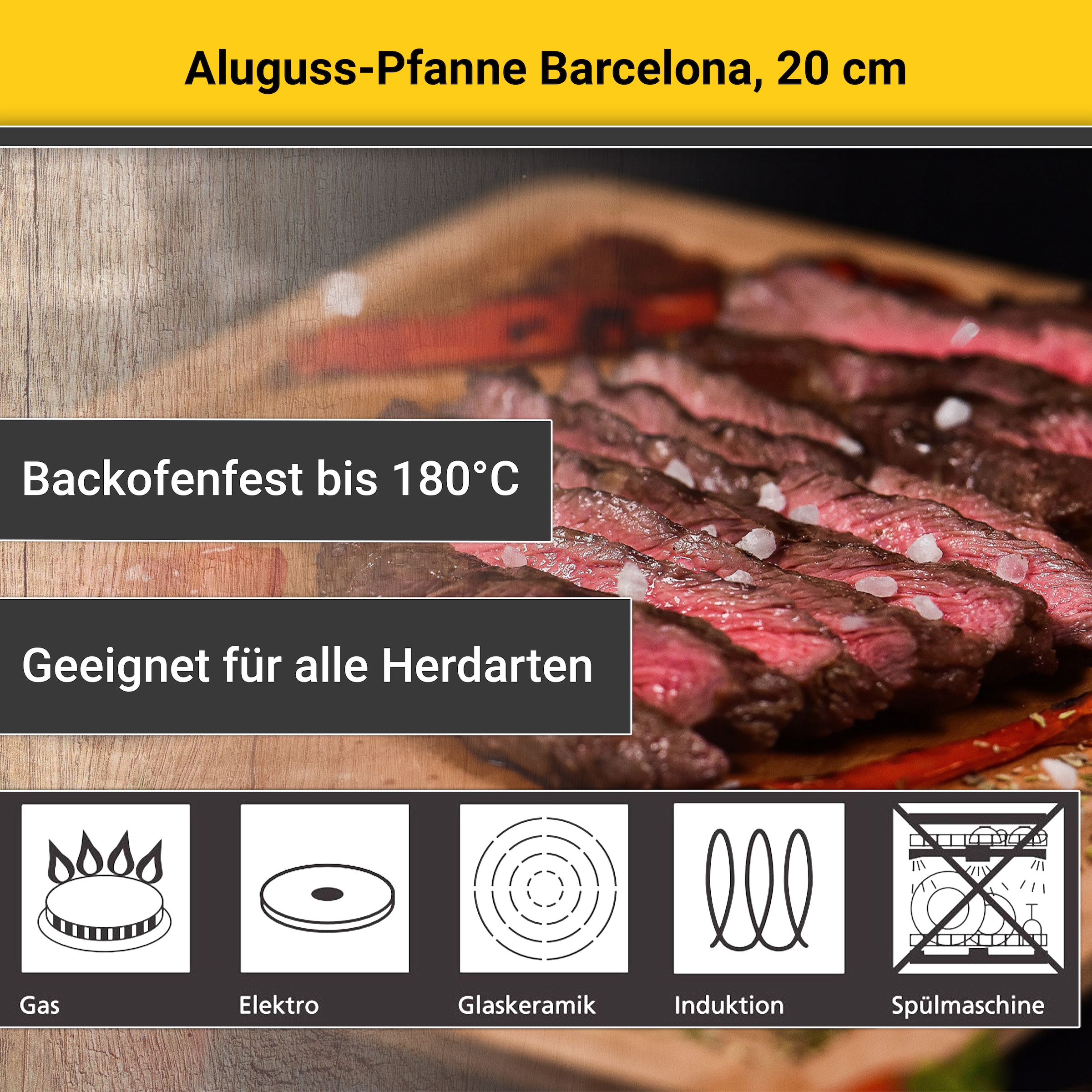 Krüger Bratpfanne »Aluguss Pfanne Bacelona« Aluminiumguss 1 Stk. tlg. für Induktions-Kochfelder geeignet