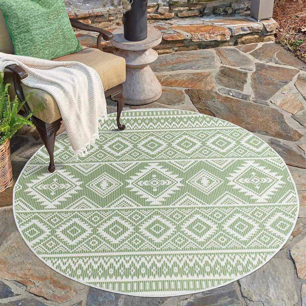 Carpet City Outdoorteppich "PALM3522" rund 5 mm Höhe Wetterfest & UV-bestän günstig online kaufen