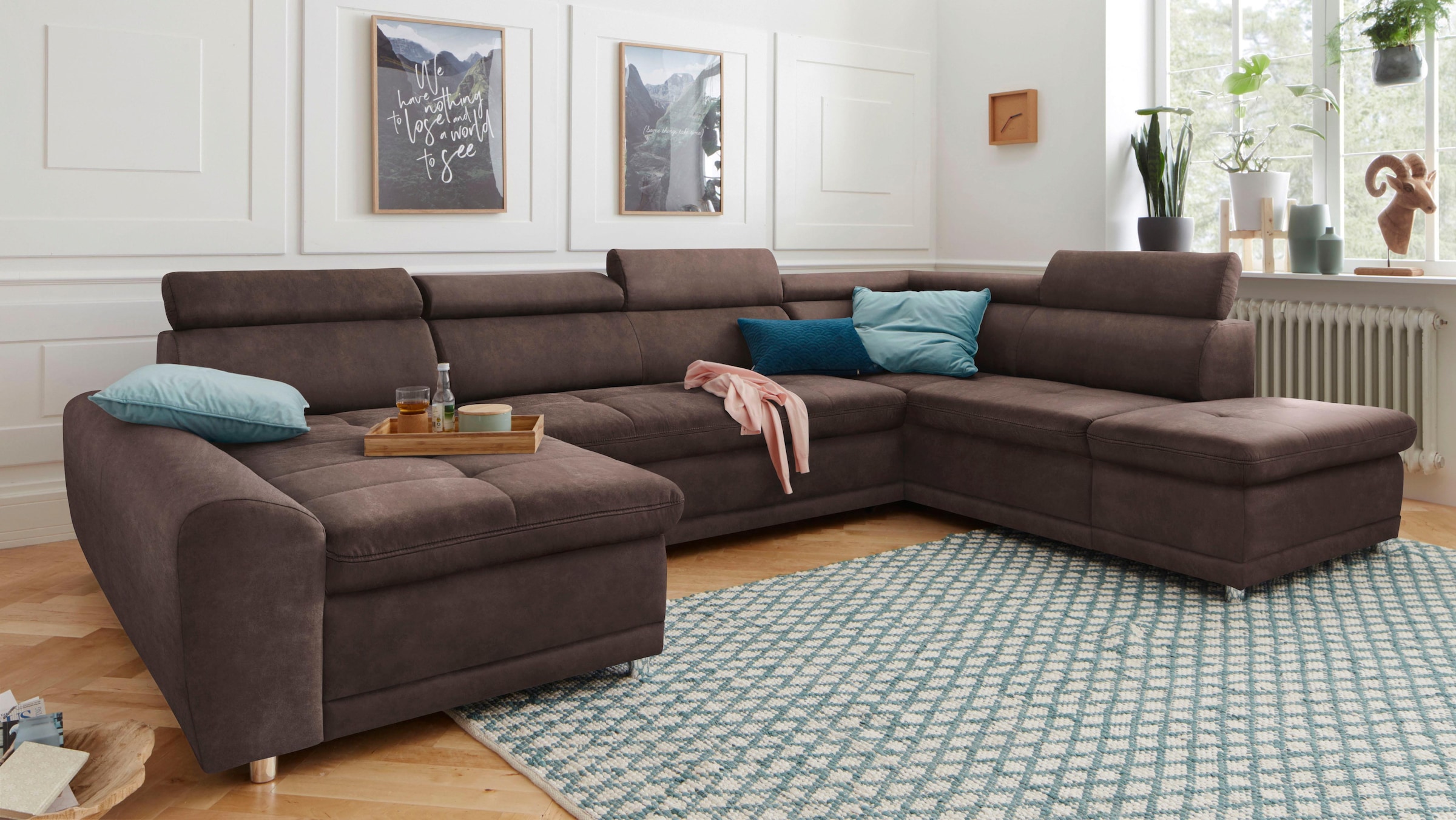 sit&more Wohnlandschaft "Riva U-Form" wahlweise mit Schlaffunktion