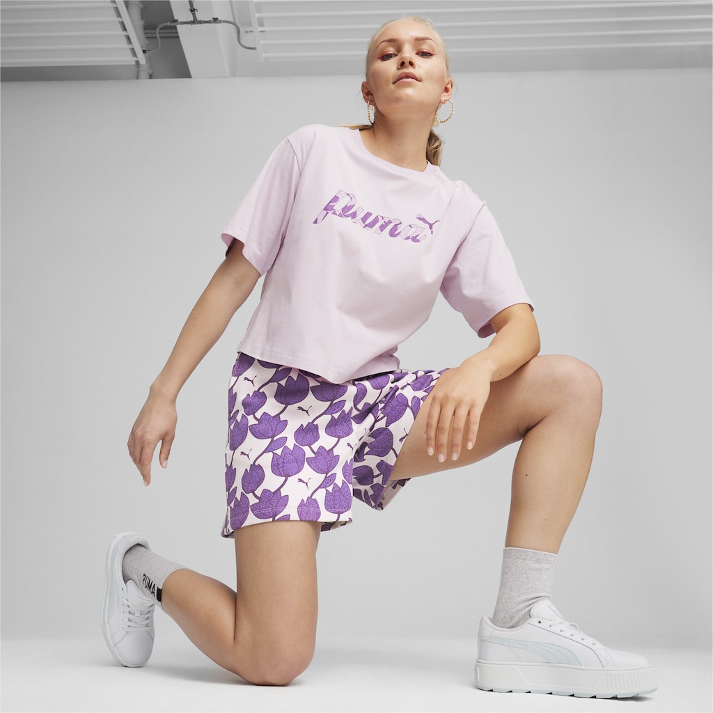 PUMA Sporthose »BLOSSOM Shorts mit Blumenmuster Damen«