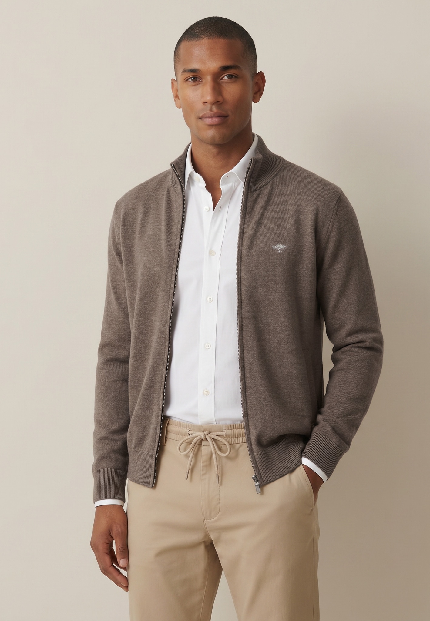 FYNCH-HATTON Strickjacke bequeme Passform, mit Stehkragen, mit Eingrifftaschen
