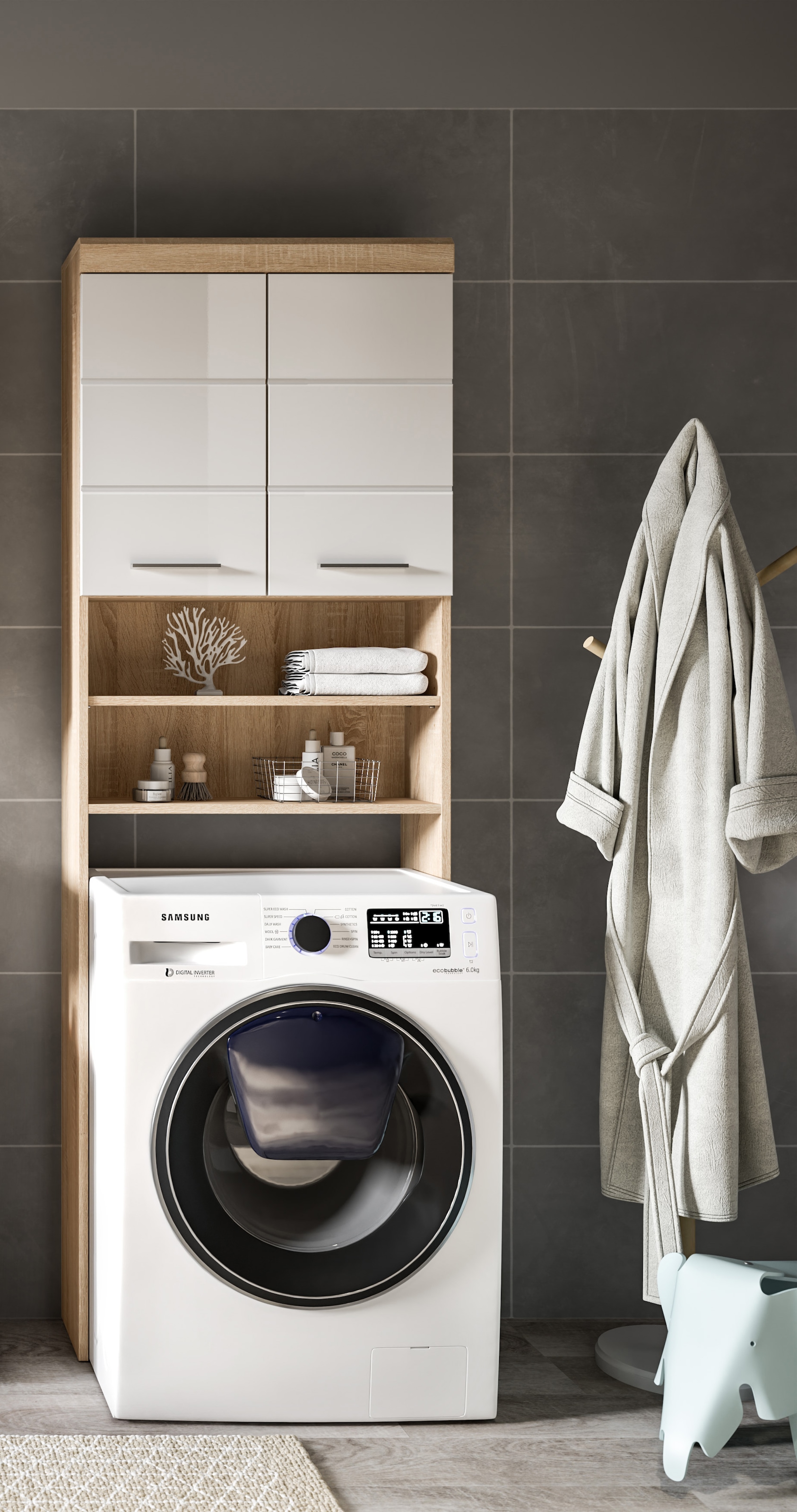 INOSIGN Waschmaschinenumbauschrank »Siena, Breite 63cm, für Waschmaschine & Trockner, 2 Türen, MDF-Front«, in verschiedenen Farben, Überbauschrank, Umbauschrank, Badschrank