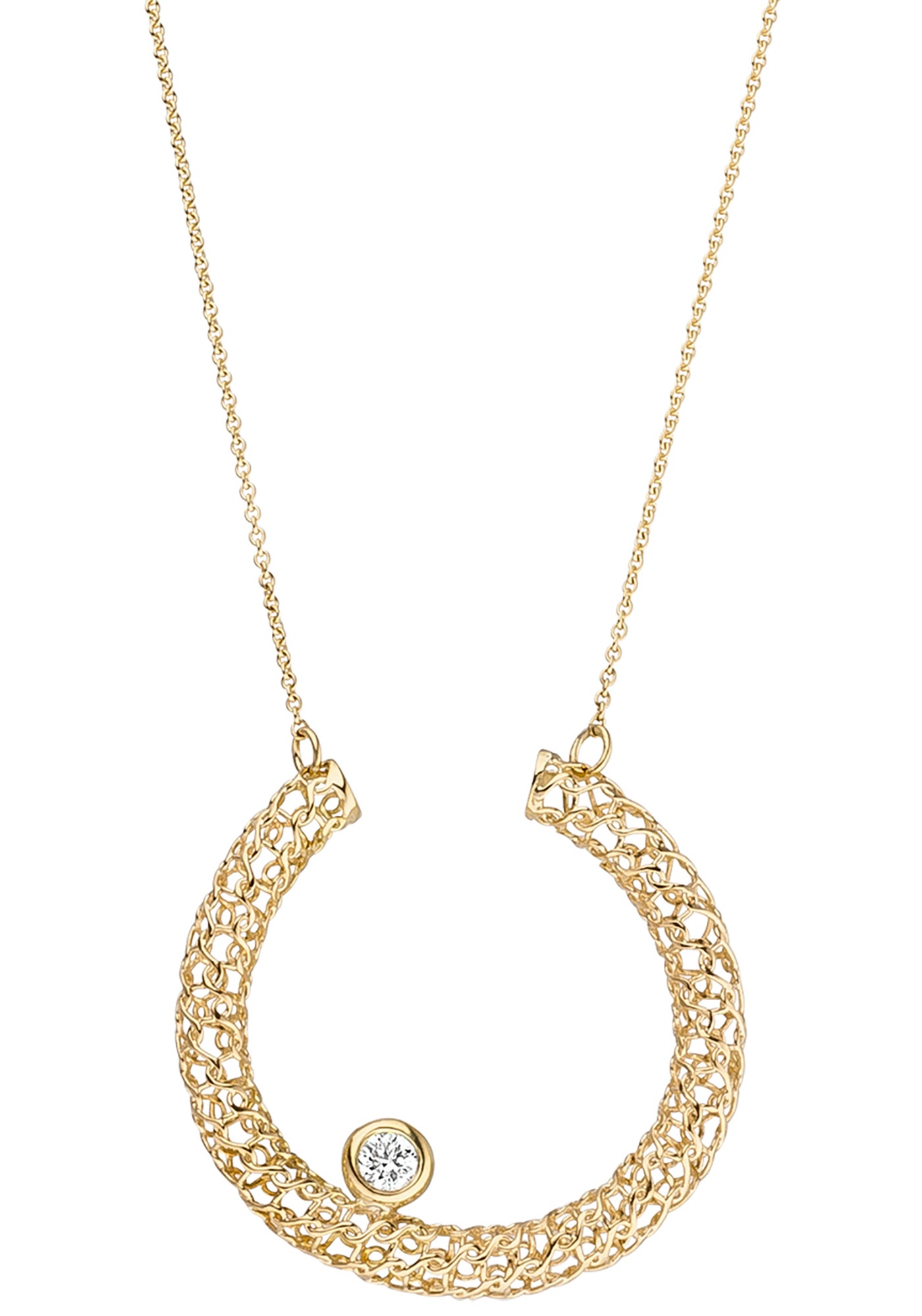 JOBO Kette mit Anhänger »Hufeisen Geflecht« 750 Gold mit Diamant 45 cm