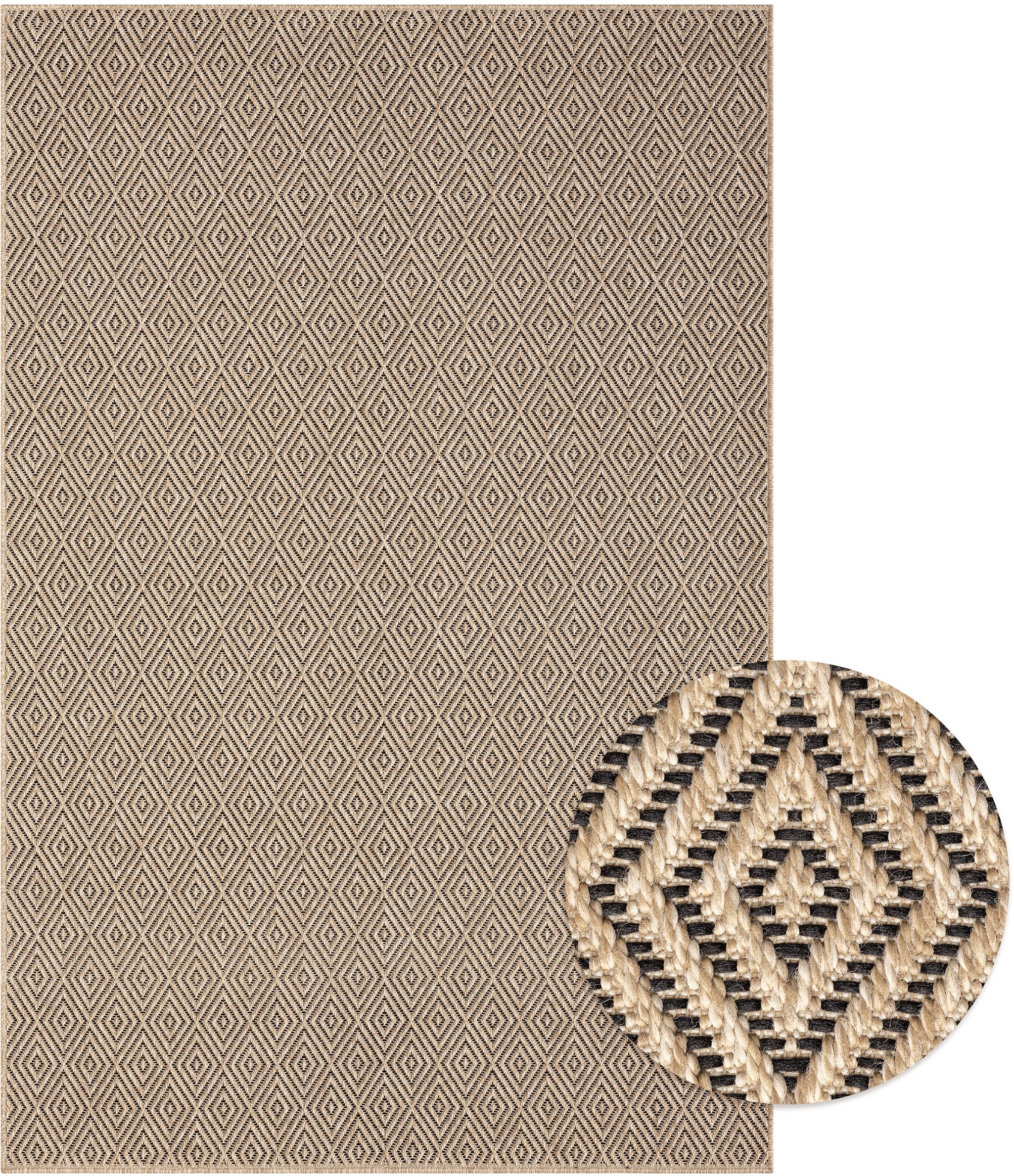 merinos Teppich »Kenzy«, rechteckig, 1 mm Höhe, robuster In- und Outdoor Teppich im natürlichen Jute-Look, wetterfest