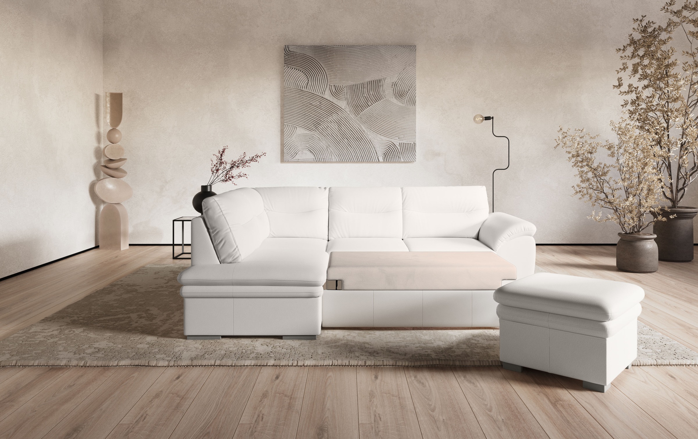 COTTA Ecksofa "Leandra L-Form", wahlweise mit Bettfunktion & Bettkasten günstig online kaufen