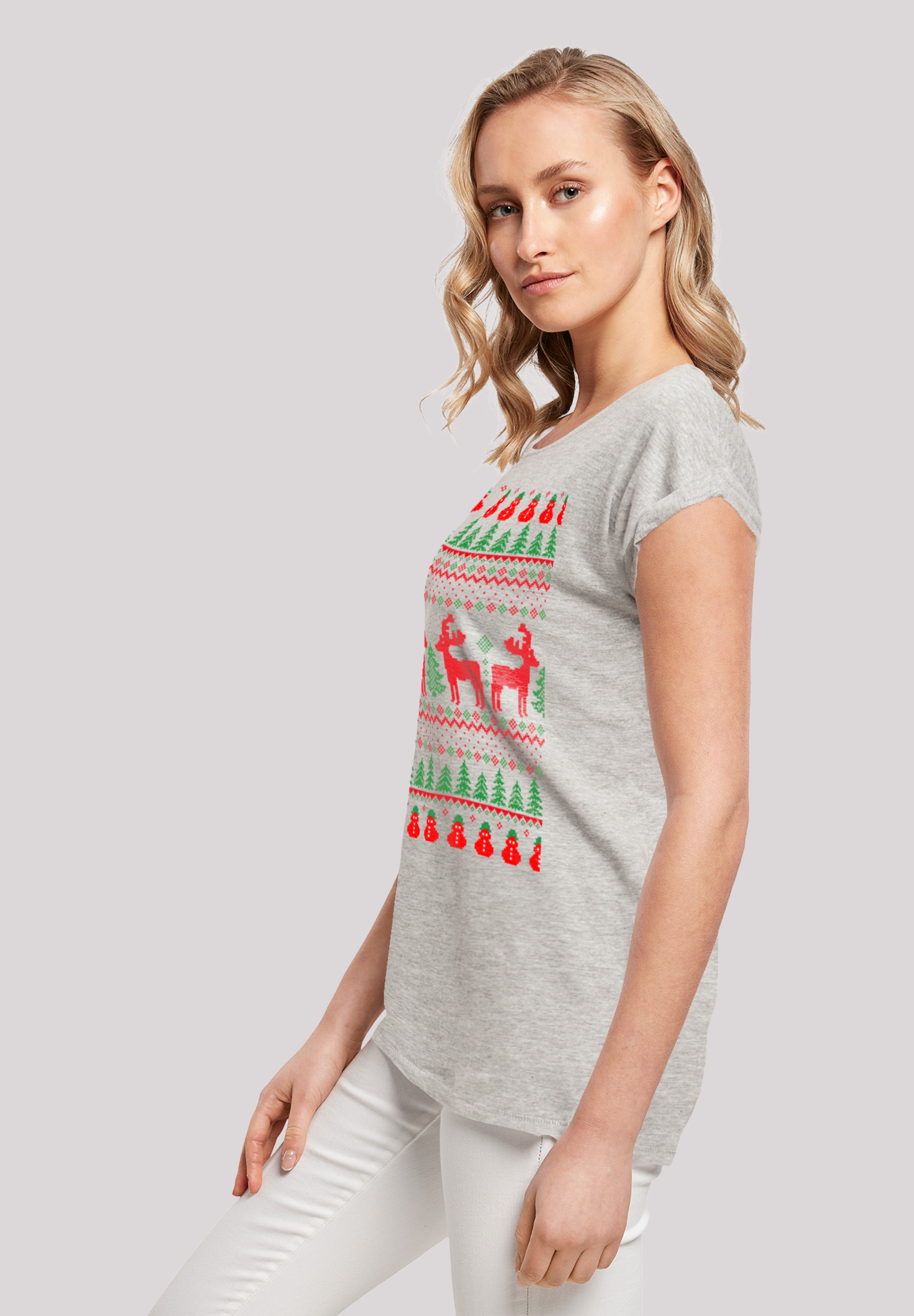 F4NT4STIC T-Shirt »Christmas Reindeers Weihnachten Muster«, Print