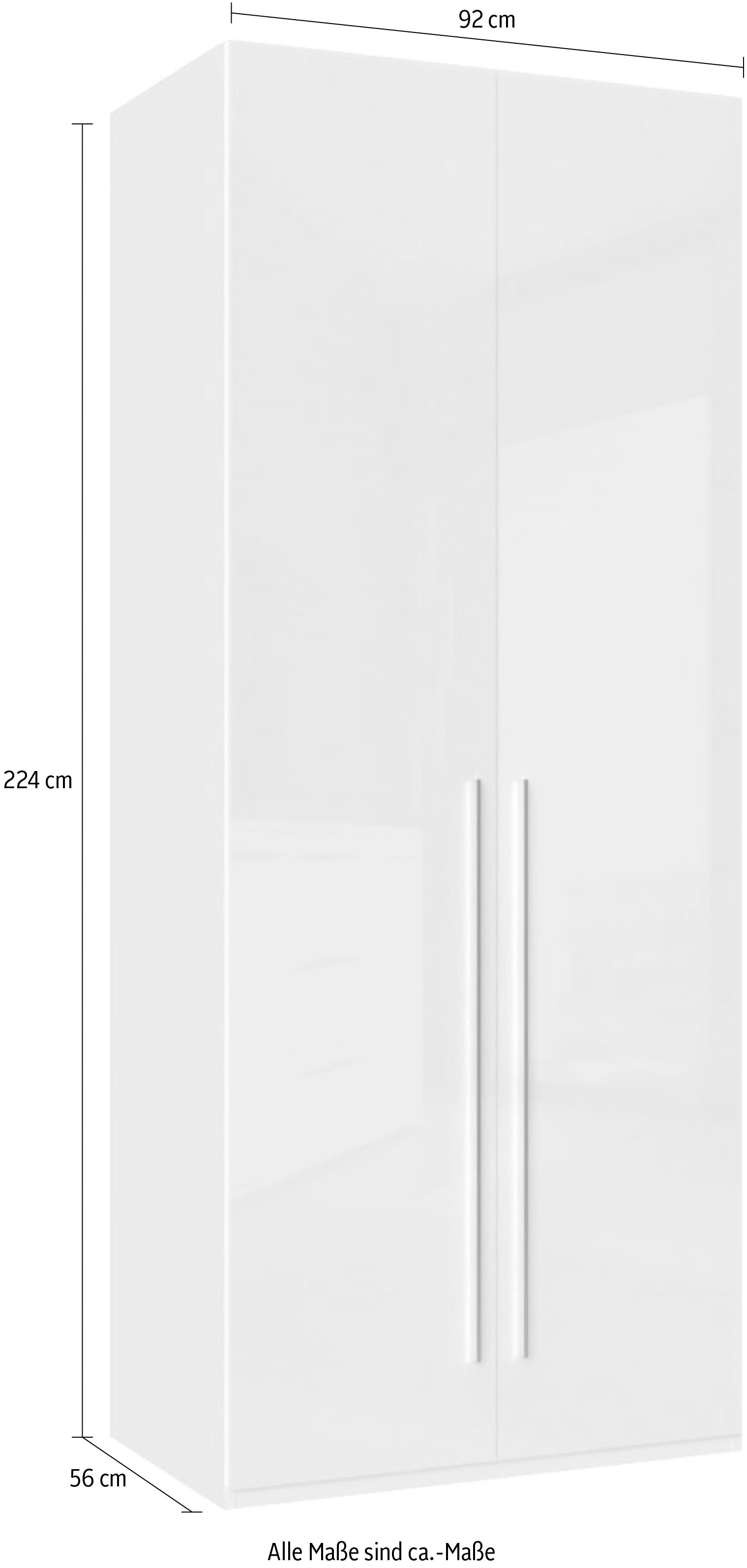 Places of Style Kleiderschrank »Piano, UV lackiert, hochglänzend in beige oder weiß, FSC-zertifiziert«, (Made in Europe), in vielen Breiten, Höhe 224cm, mit Soft-Close Funktion