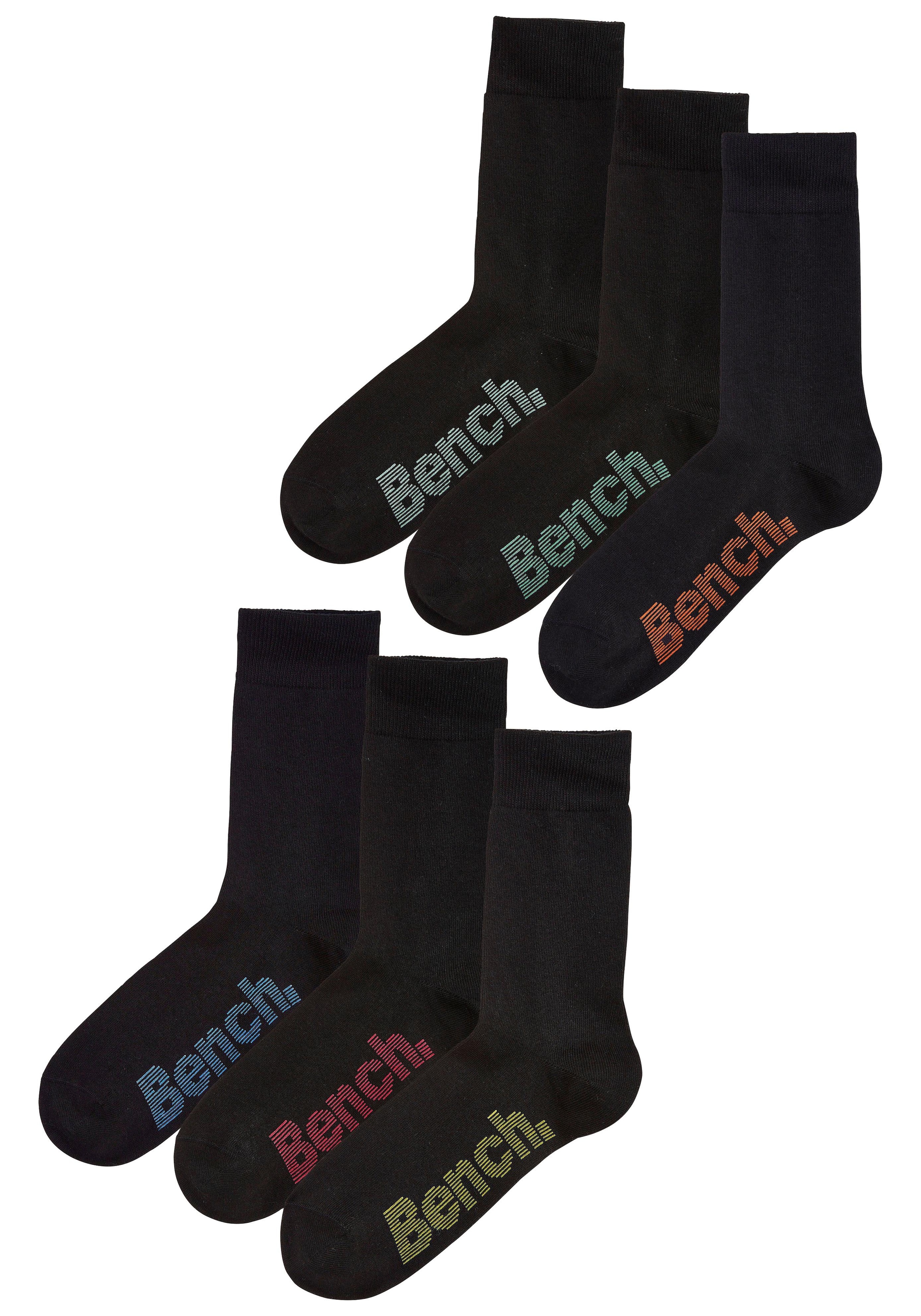Bench. Socken, (Set, 6 mit BAUR | Logos verschiedenfarbigen Paar), kaufen