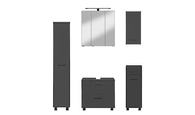 Badmöbel-Set »"Trento", Badezimmer-Set, Hängeschrank, Unterschrank, Midischrank«, (5 St.)