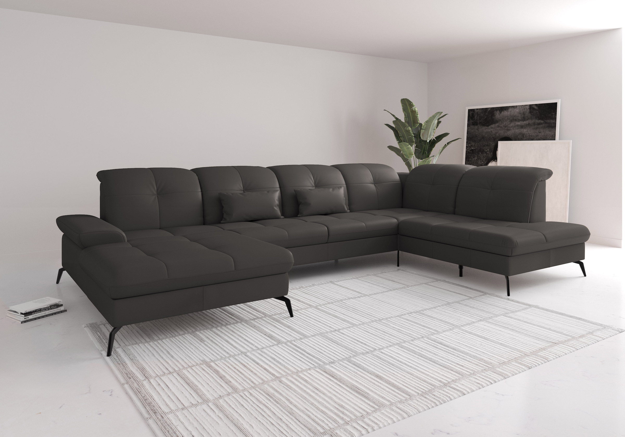 sit&more Wohnlandschaft "Amica, U-Form, inkl. Sitztiefenverstellung und Armteilverstellung" wahlweise mit Kopfteilverstellung, Schlaffunktion und Bettkasten