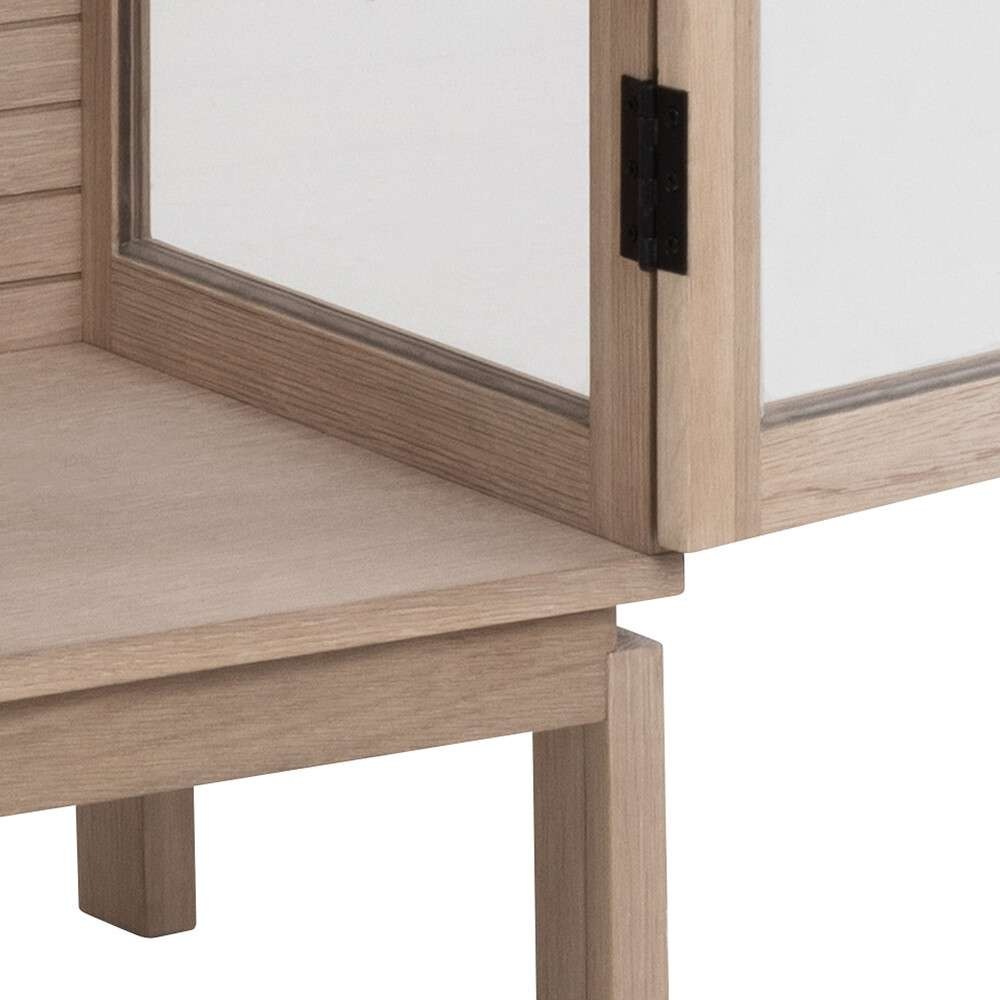ACTONA GROUP Stauraumschrank »Linley Vitrine, Mehrzweckschrank,«, Eichenfurnier/Eiche, Lamellenrücken, 3 Einlegeböden, 2 Glastüren