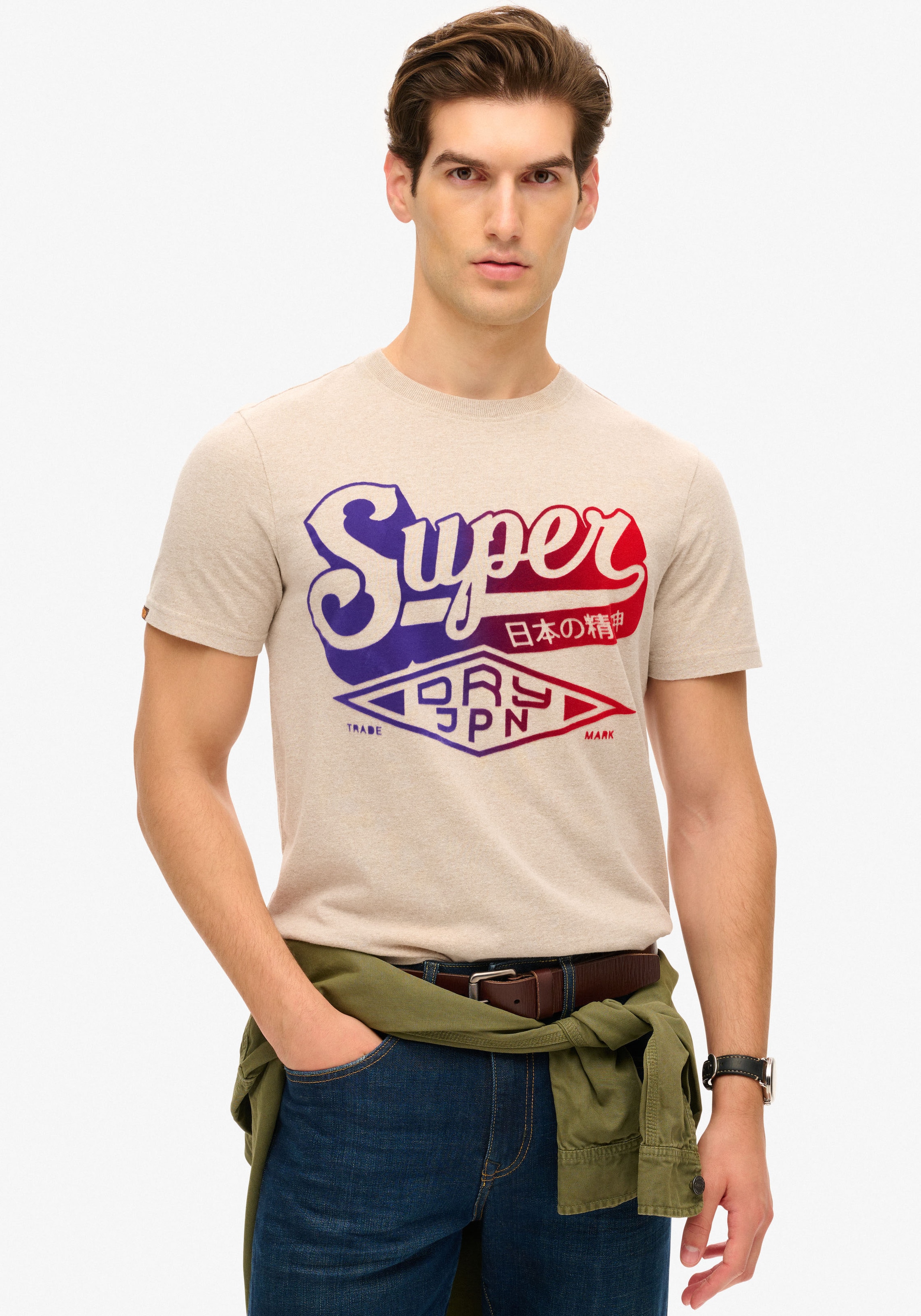 Superdry Rundhalsshirt "FLOCKED FADE GRAPHIC T SHIRT"