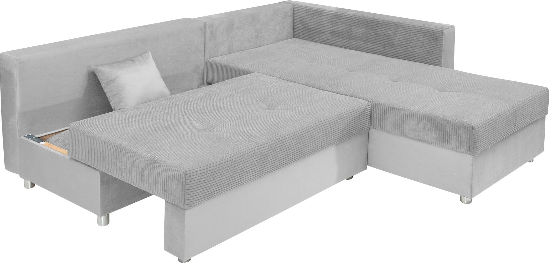COLLECTION AB Ecksofa »Italia L-Form«, mit Bettfunktion und Bettkasten, in Cord-Samt Mix