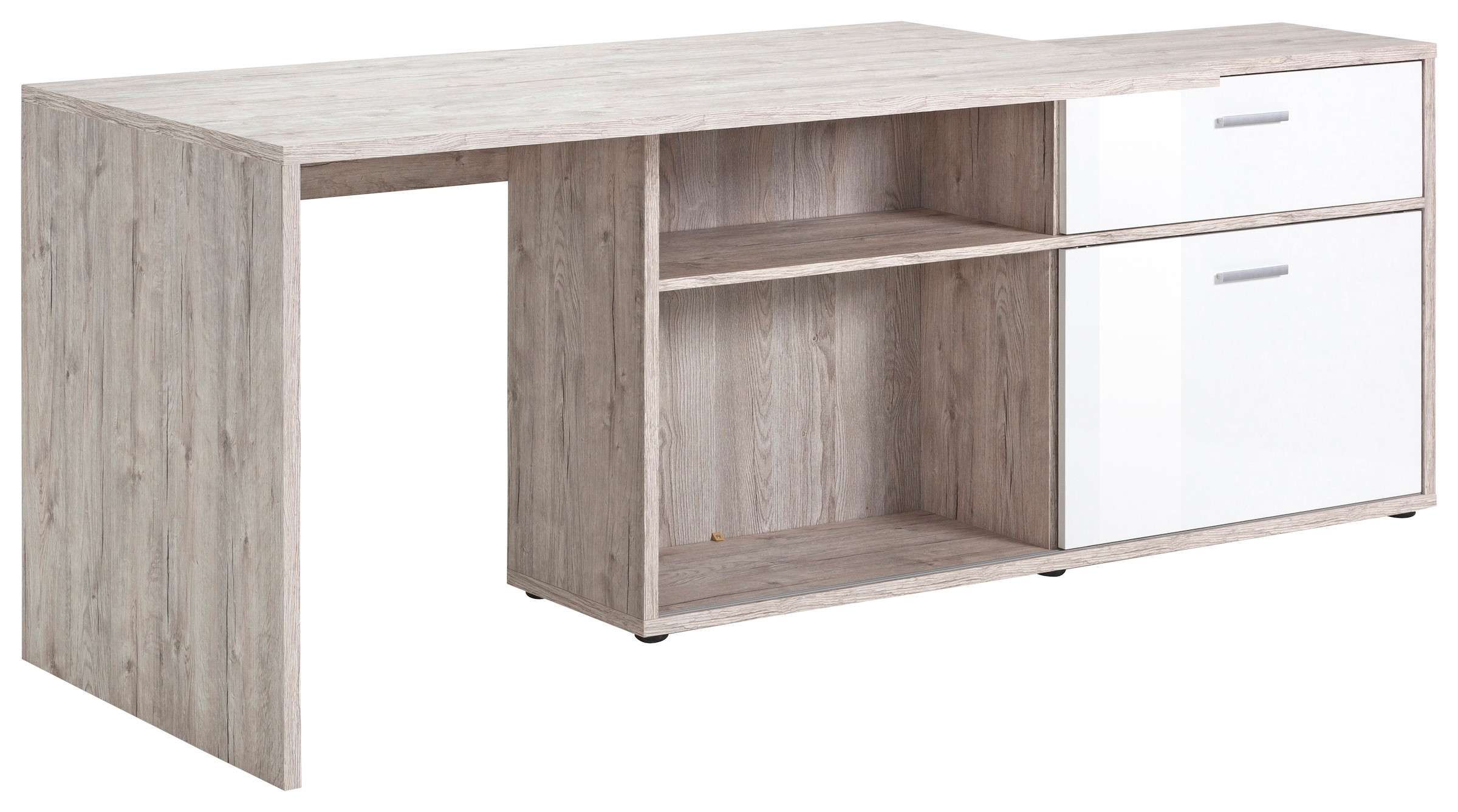 FMD Eckschreibtisch "Diego" Hochglanzfronten, mit Regalelement, viel Staura günstig online kaufen