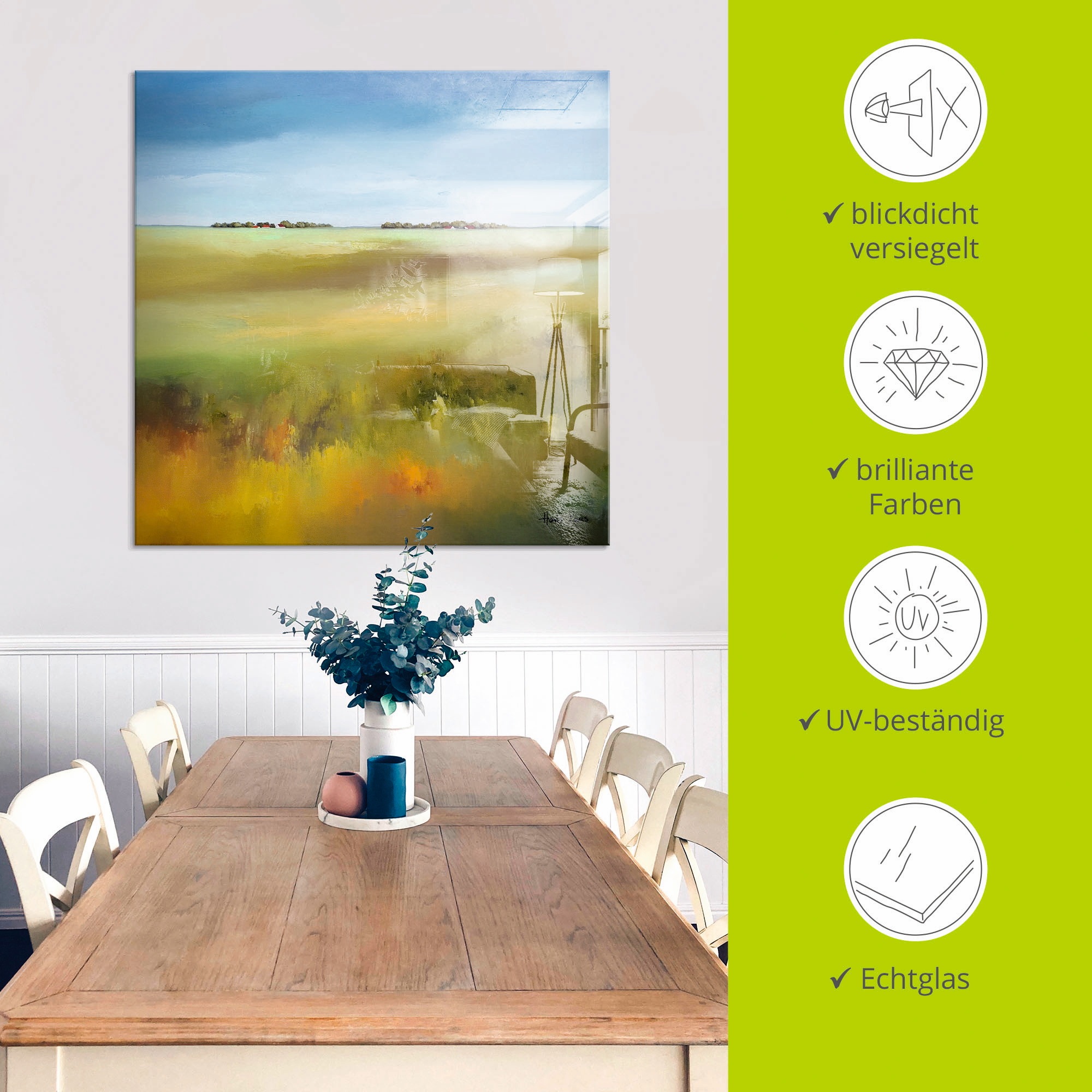 Artland Glasbild »Landschaft I«, Felder, (1 St.), in verschiedenen Größen