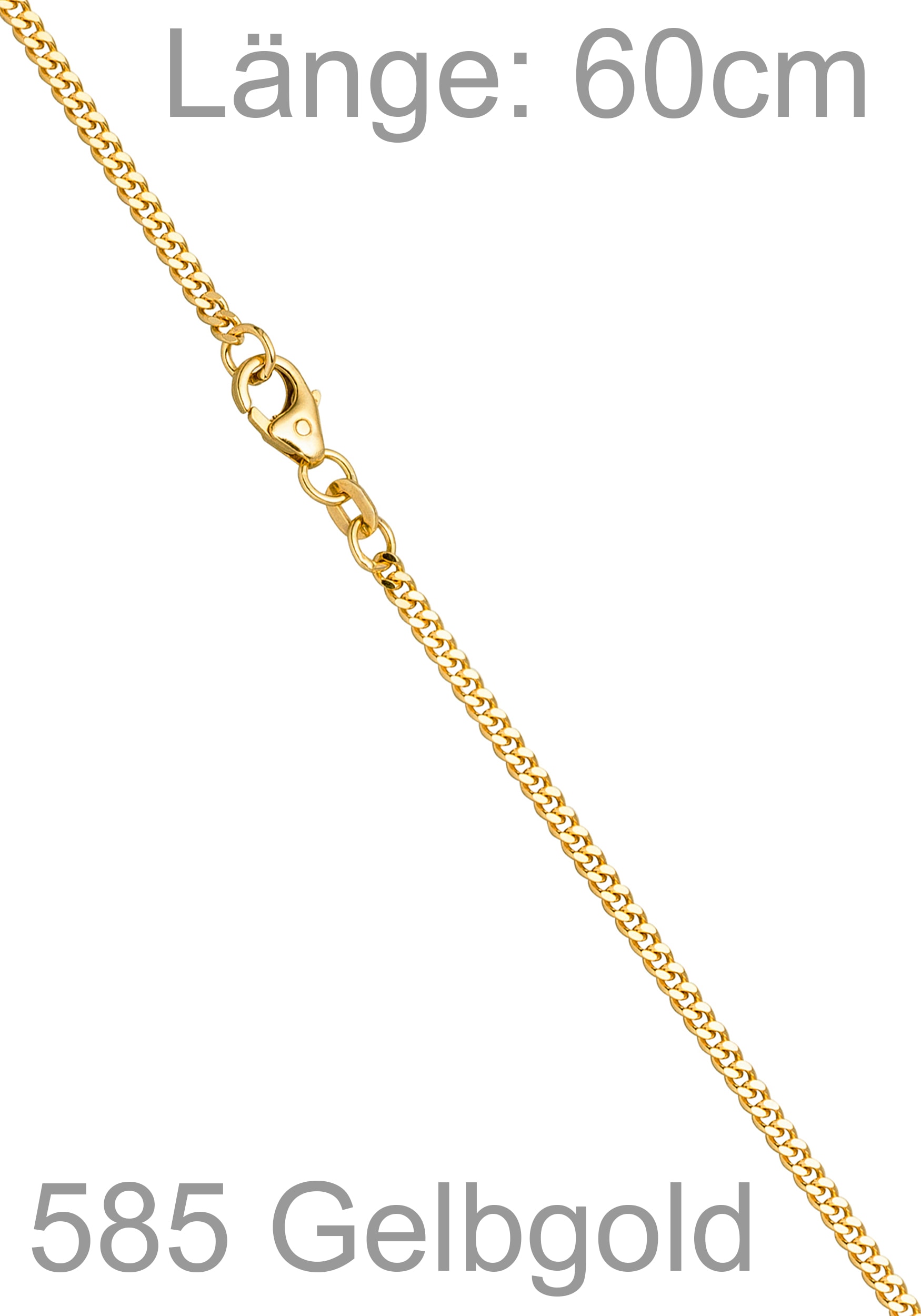 JOBO Goldkette Panzerkette 585 Gold diamantiert 60 cm 2,2 mm