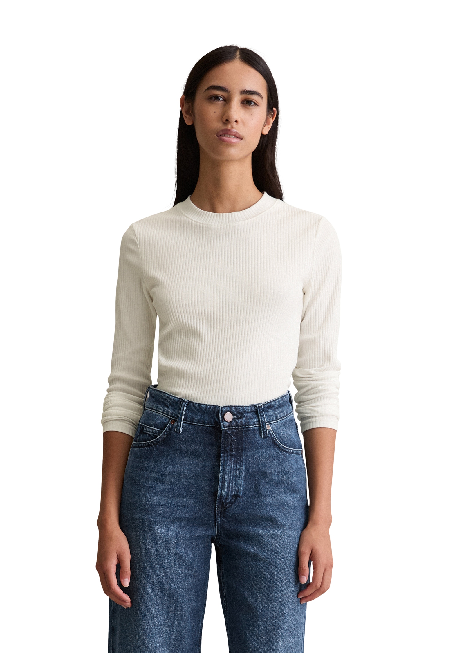 Marc OPolo DENIM Langarmshirt, Rundhalsausschnitt, slim fit, Bio-Baumwolle günstig online kaufen