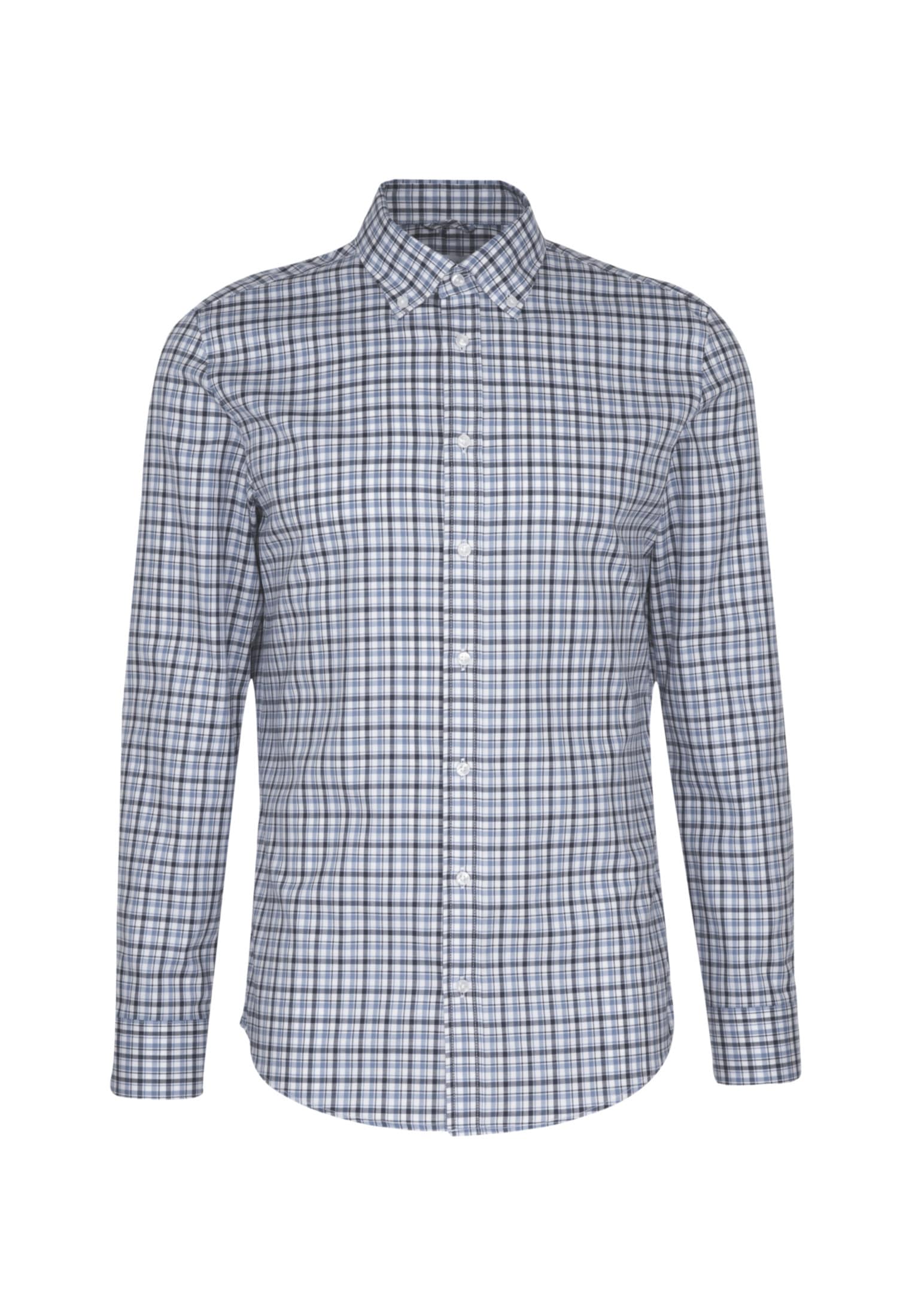 seidensticker Businesshemd »Slim«, Slim Langarm Button-Down-Kragen Karo