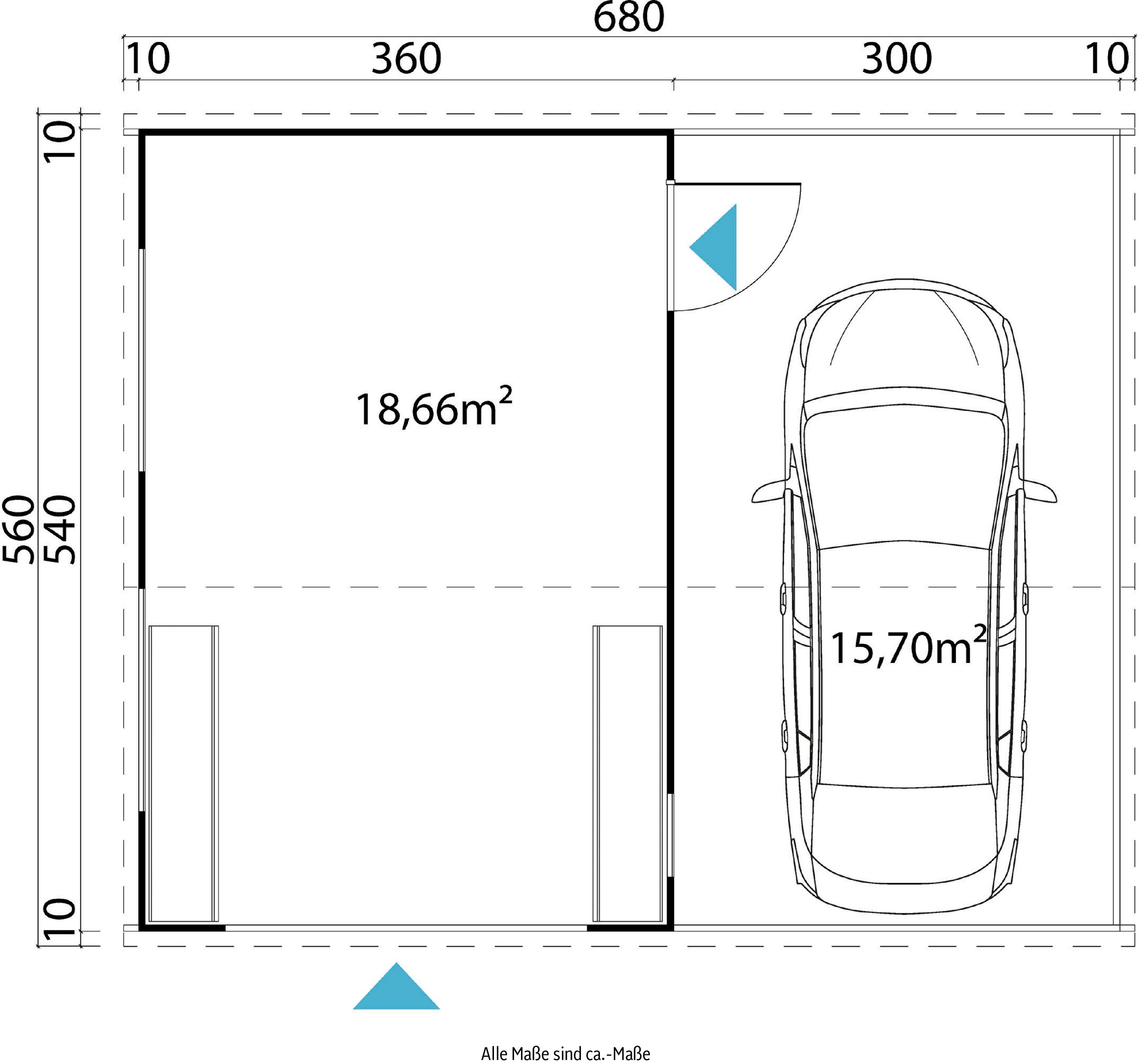 LASITA MAJA Garage »Bahamas«, (Set, Mit zusätzliche Eingang), Garage + Schwingtor