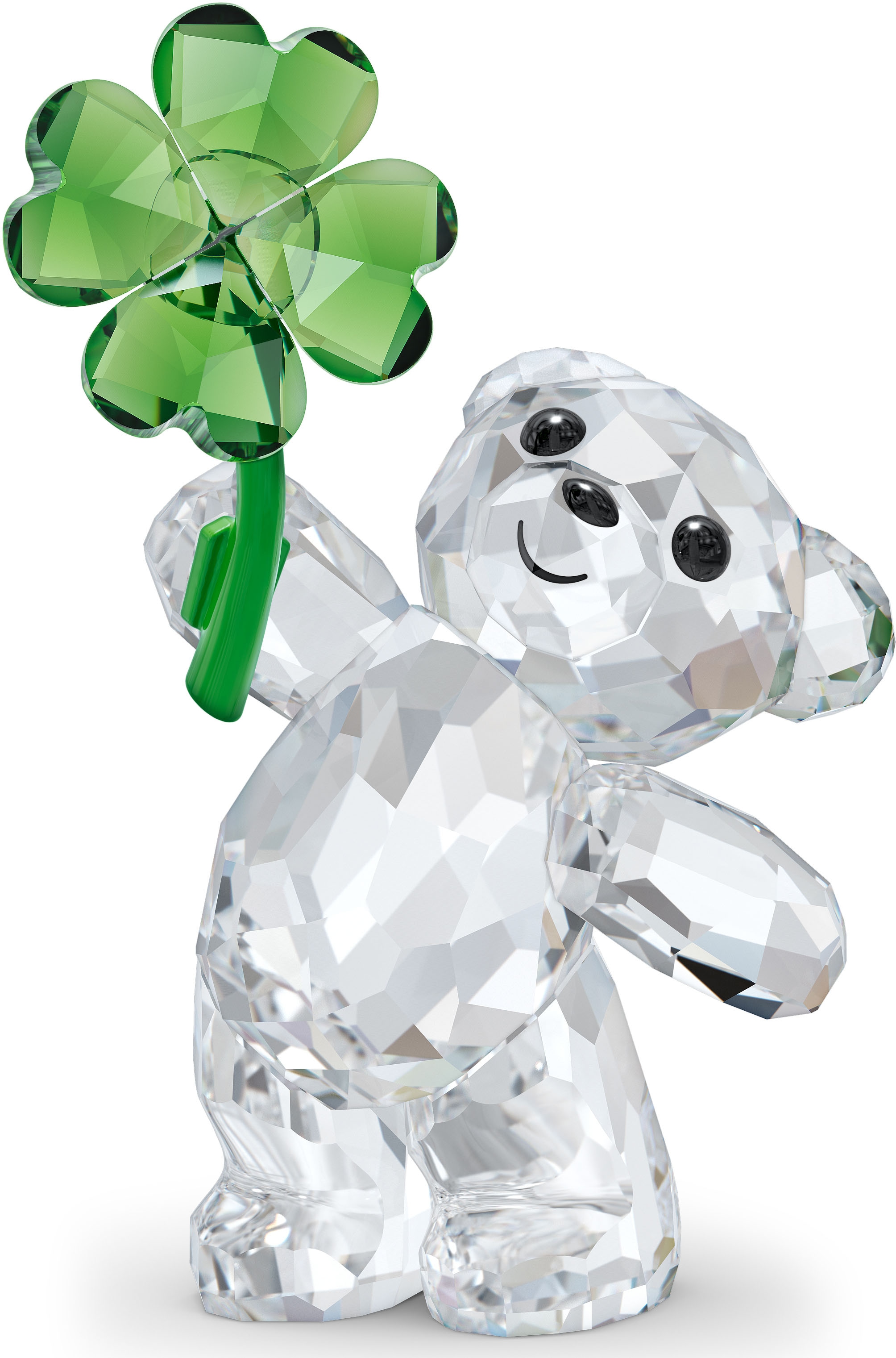 Swarovski Dekofigur »Kristallfigur Glücksbär Kleeblatt Kris Bär Glücksbringer, 5557537«, Swarovski® Kristall mit schwarzem Emaille