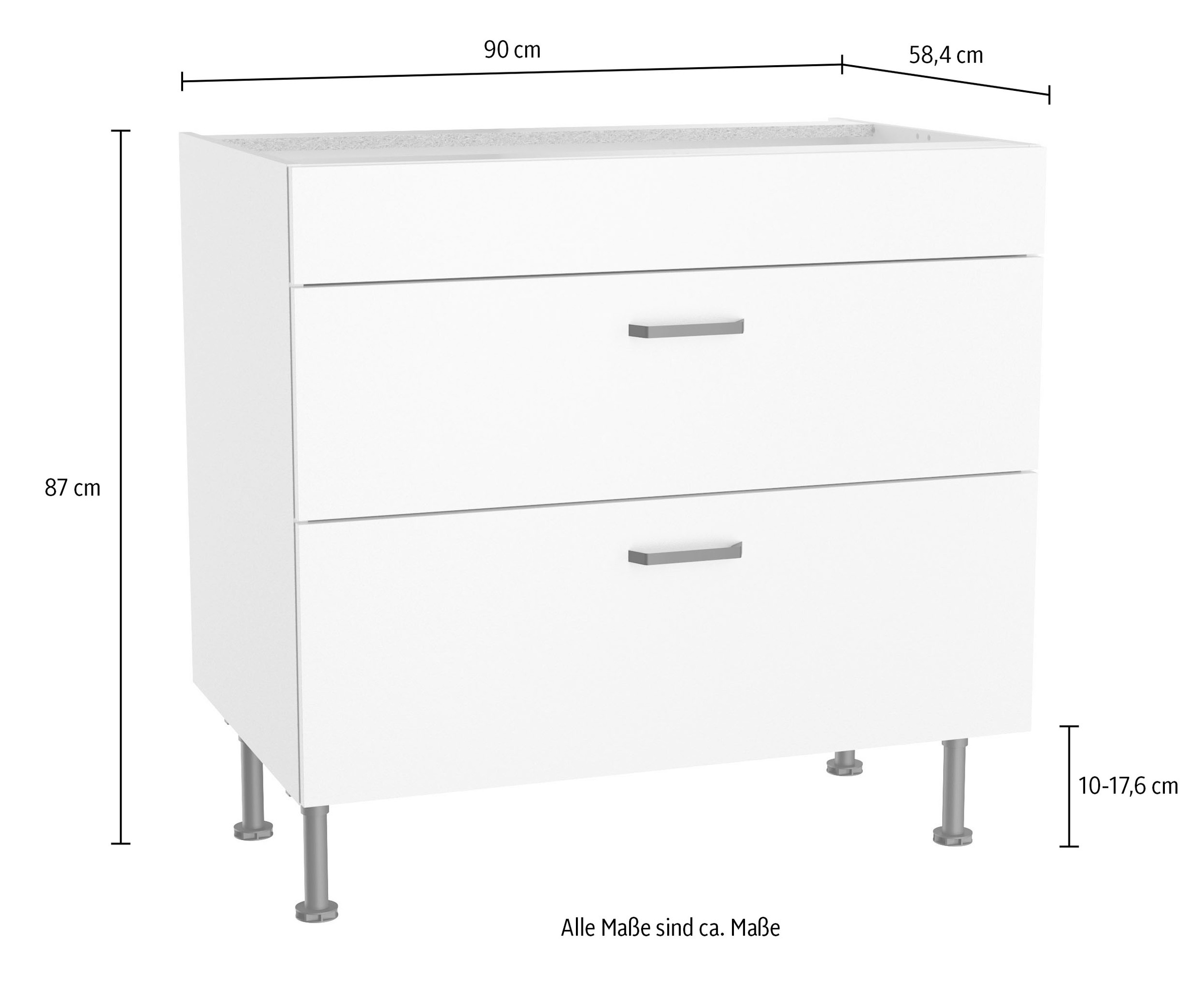 KOCHSTATION Unterschrank »KS-Paula« 90 cm breit, 87 cm hoch, 2 Auszüge für autarkes Einbaukochfeld
