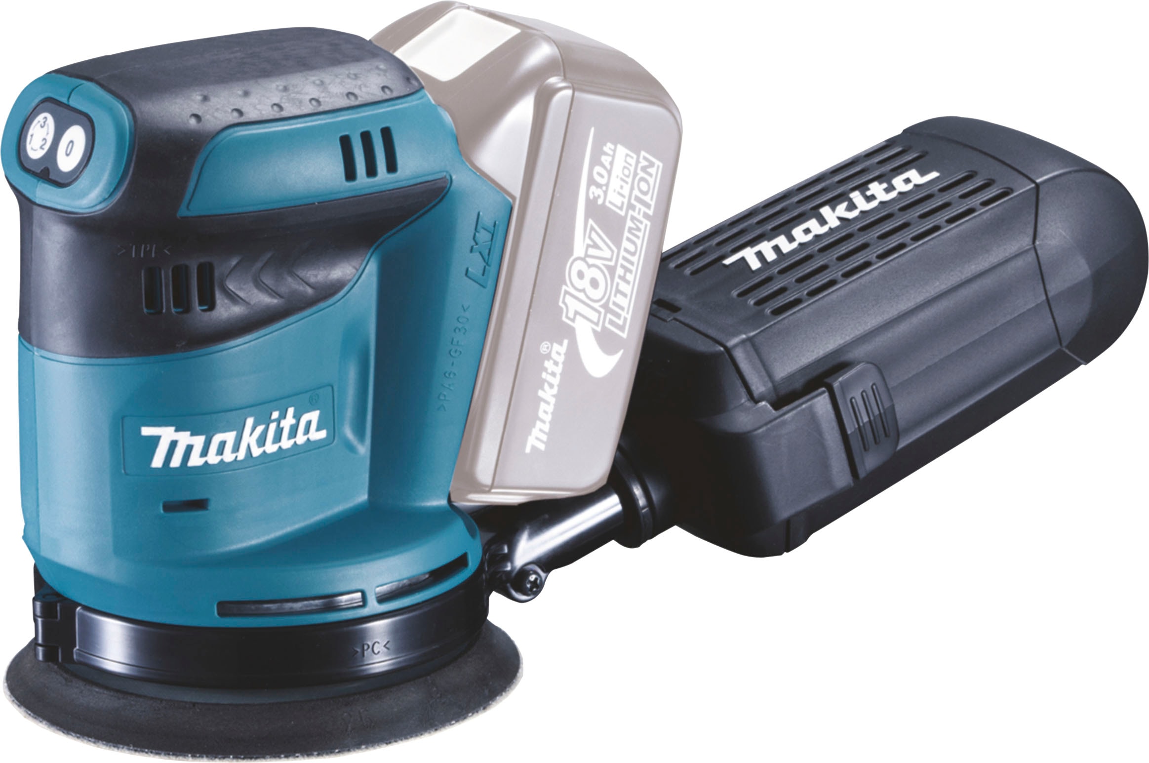 Makita Akku-Exzenterschleifer "DBO180Z", 2,8 mm Schwingkreis, ohne Akku und Ladegerät