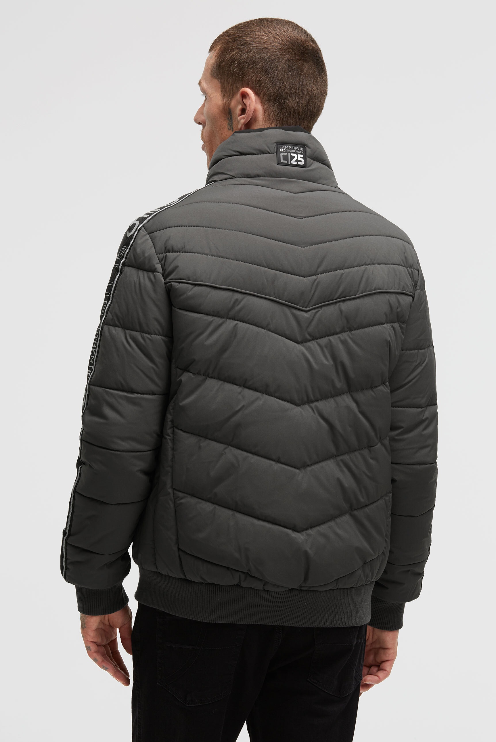 CAMP DAVID Winterjacke ohne Kapuze mit Rippbündchen im Ärmel