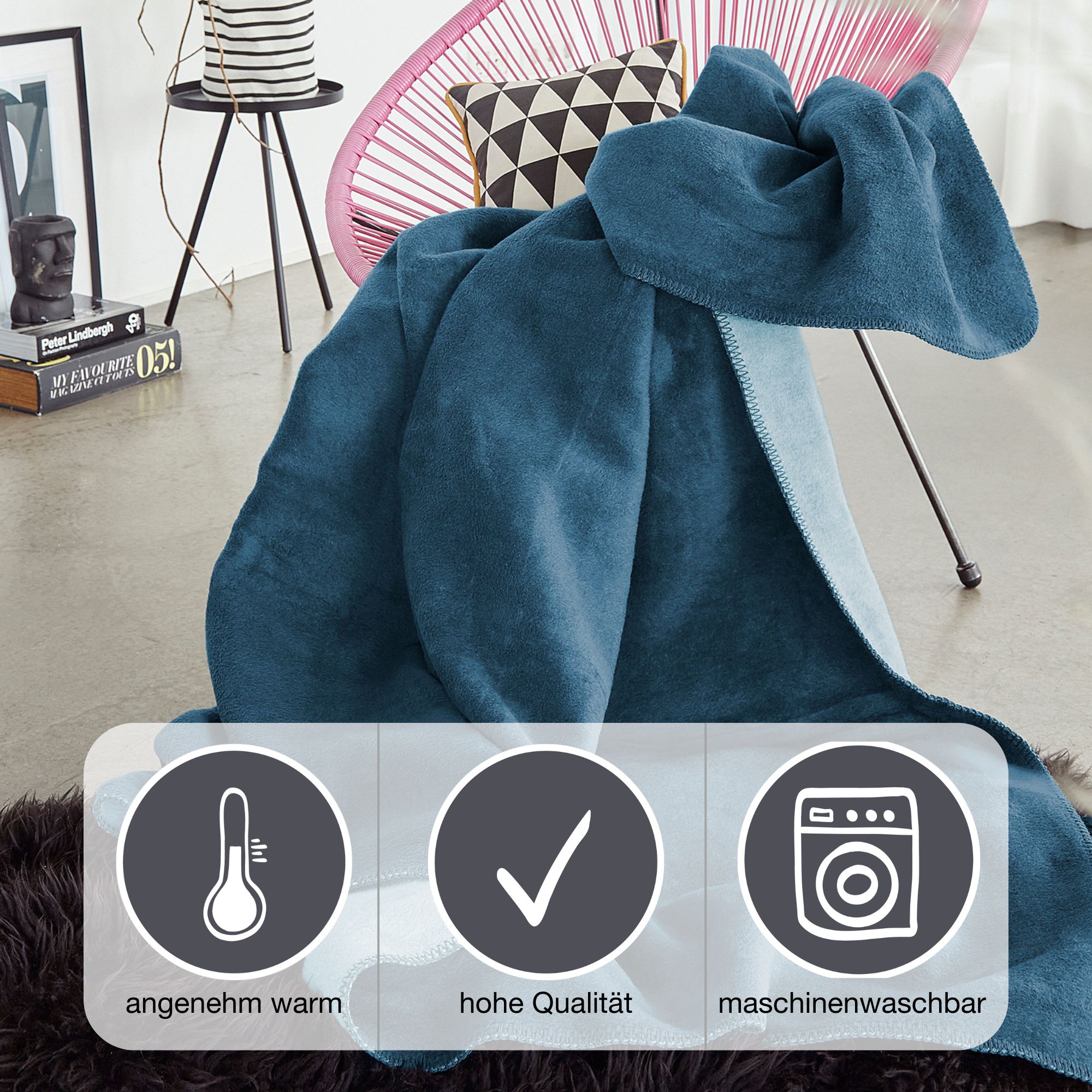 Thumbnail - IBENA Wohndecke "Wohndecke Doubleface Dublin" in trendigen Farben