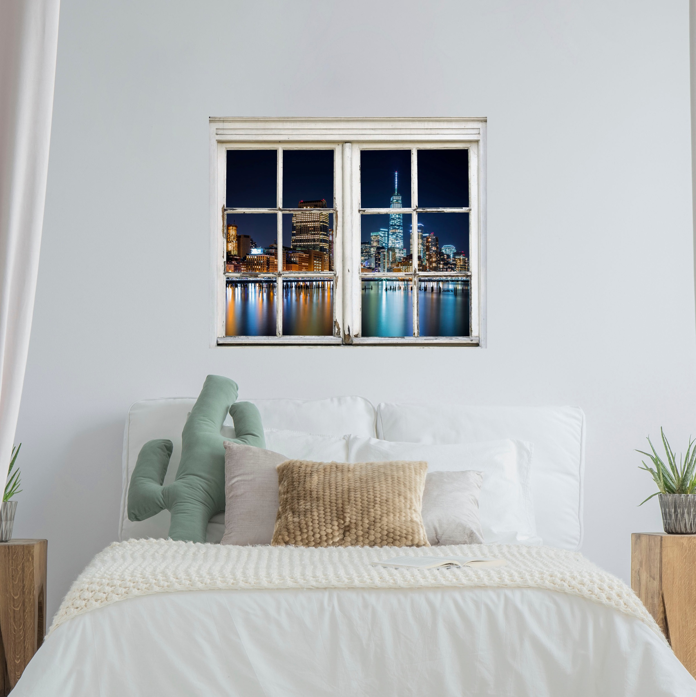 queence Wandsticker "New York am Wasser", Wandsticker, Wandbild, selbstklebend, Amerika, Wasser