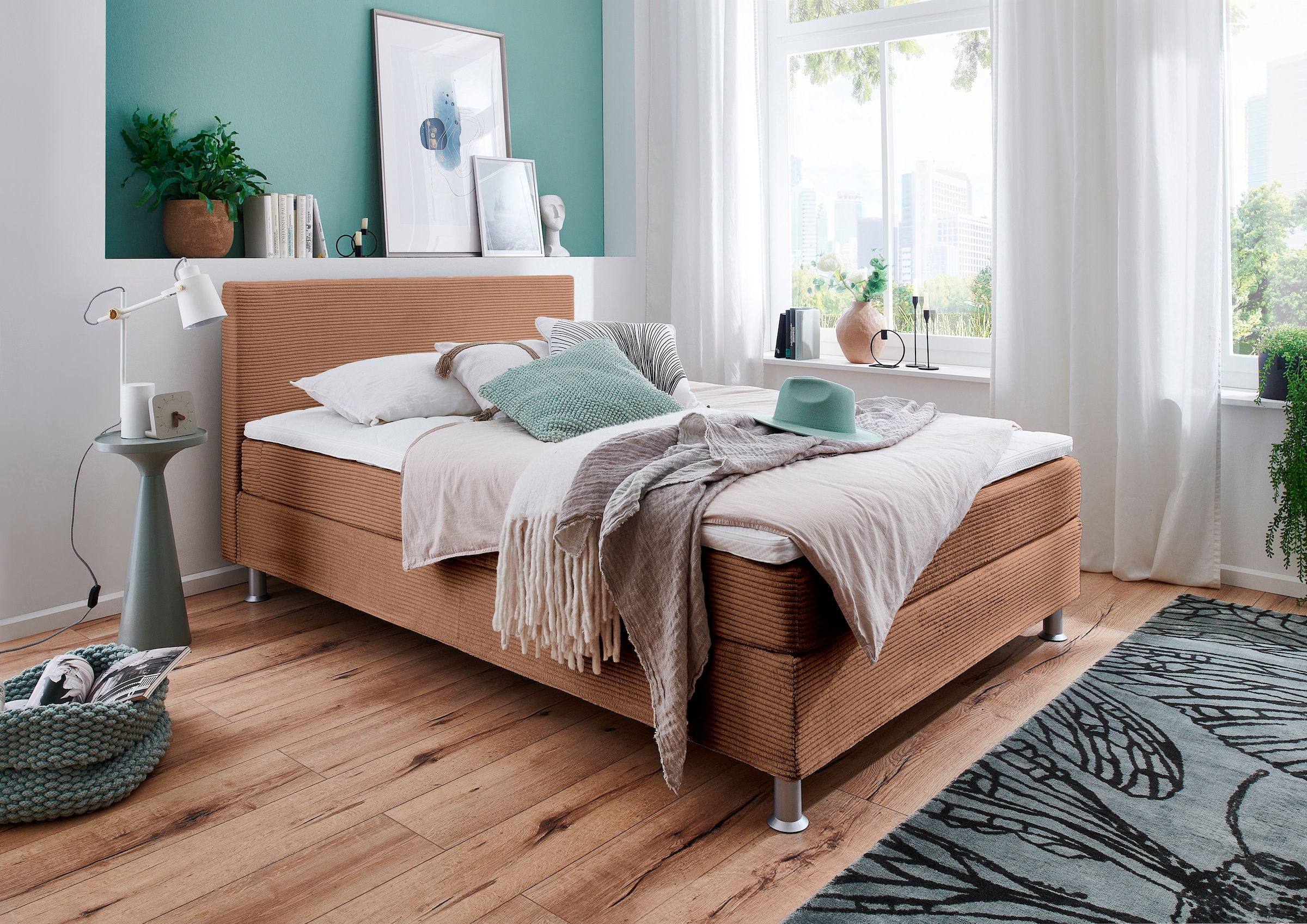 ATLANTIC home collection Boxbett "Edison", inkl. Bonnellfederkern-Matratze und Topper