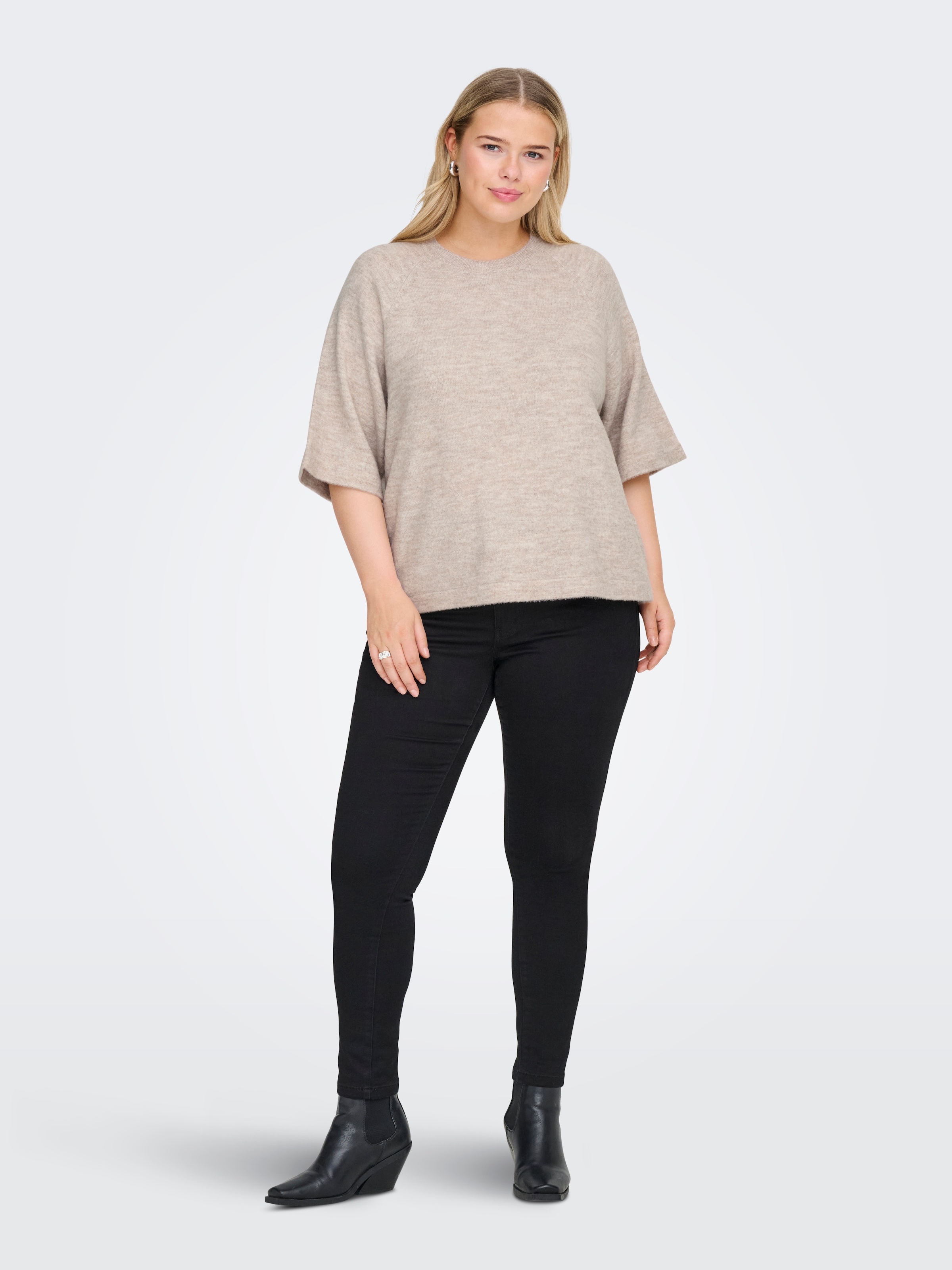 ONLY CARMAKOMA Strickpullover »CARSIMONI 3/4 PULLOVER KNT NOOS« Materialmix, regular fit