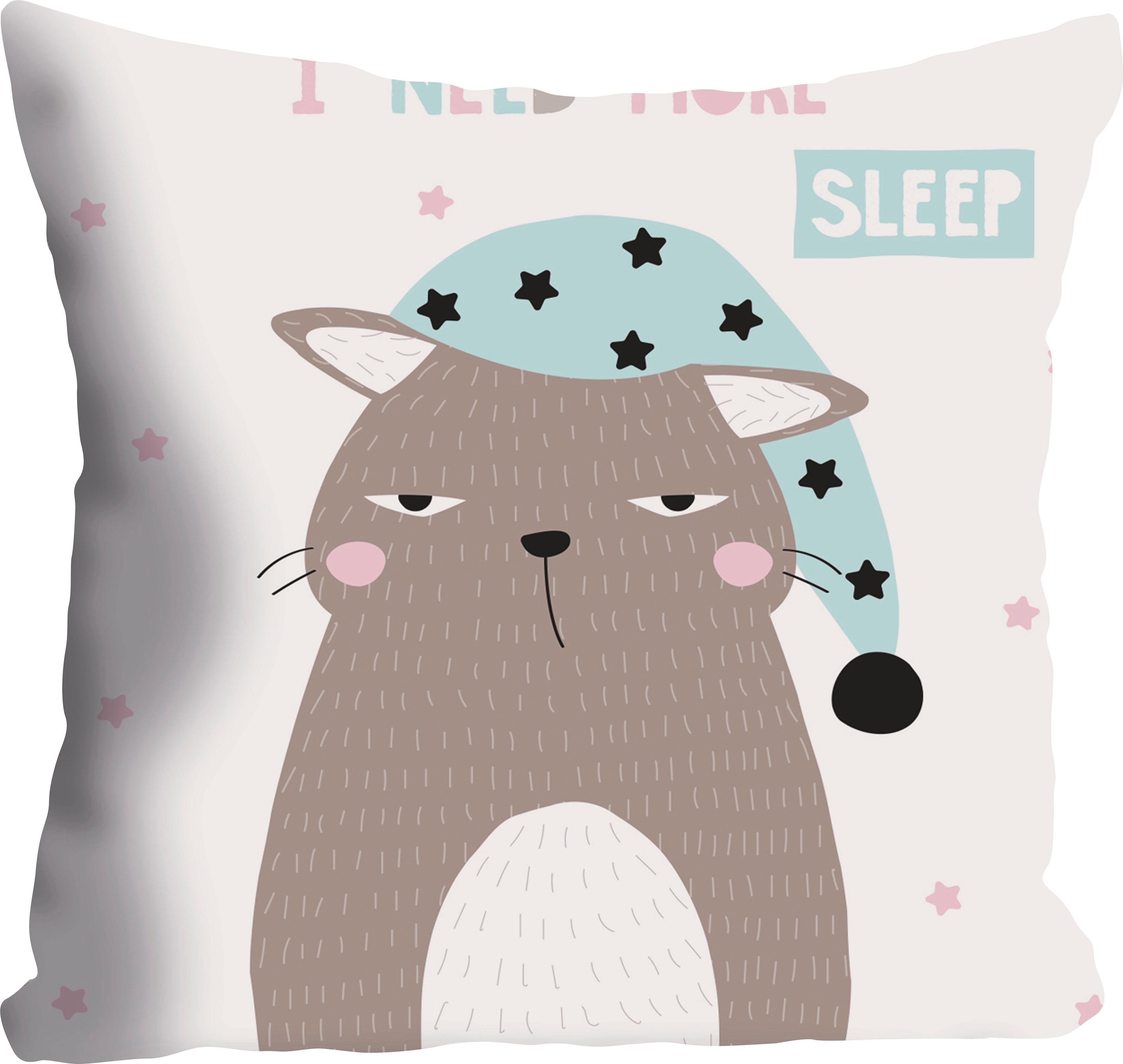 queence Dekokissen ""More sleep"" Kissenhülle ohne Füllung, 1 Stück