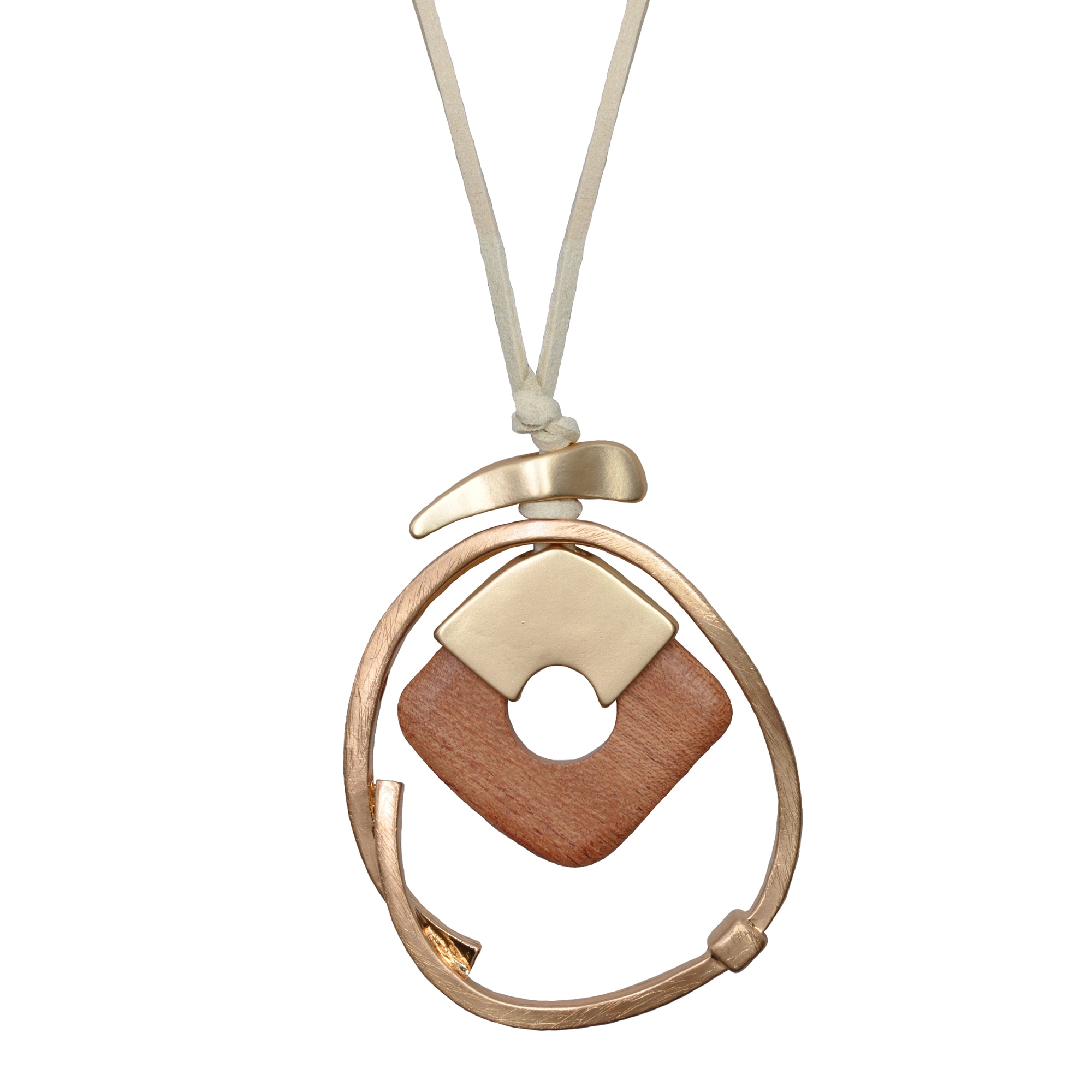 Steuer Kette mit Anhänger »Metall gelb Holz«