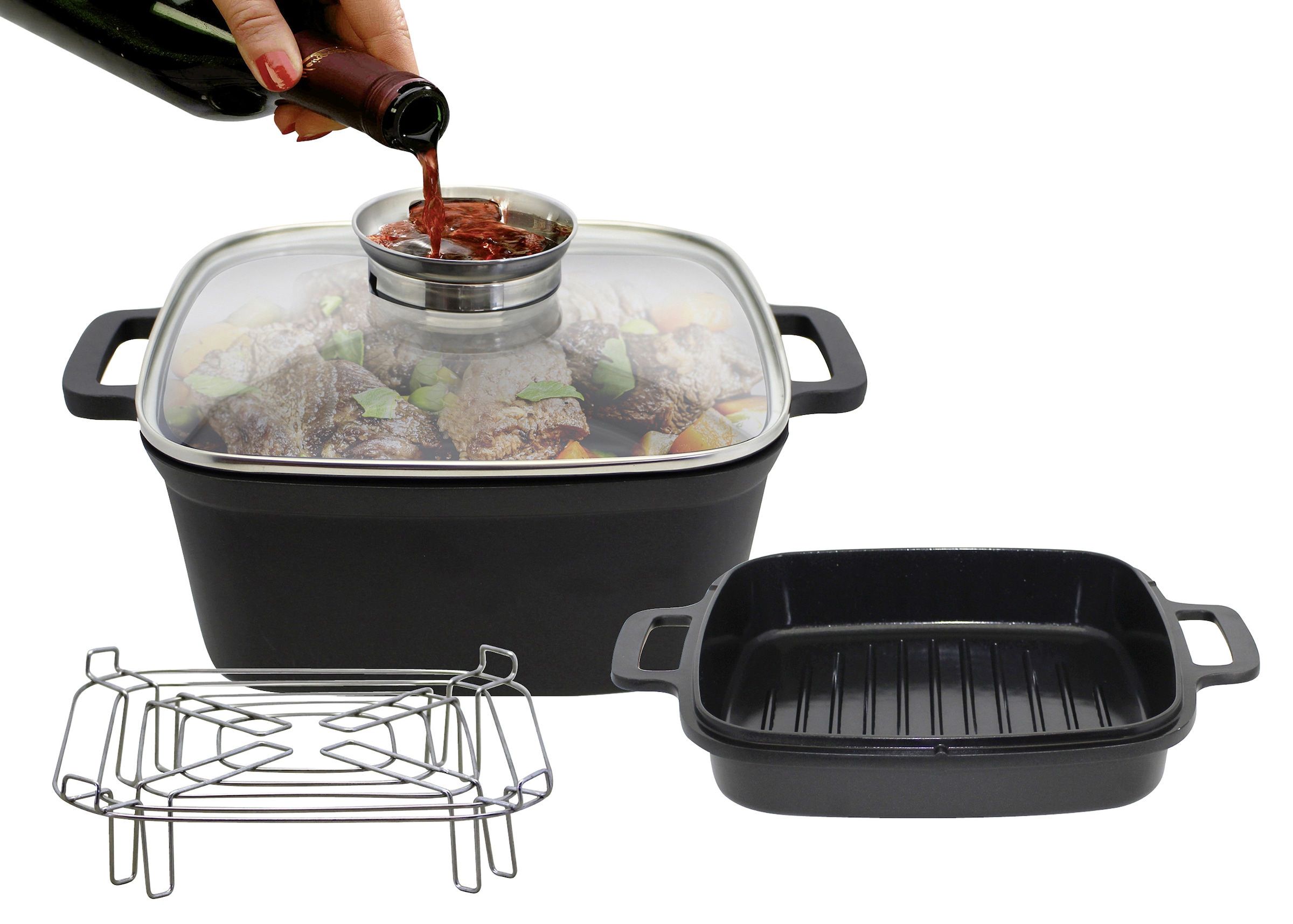 Elo Basic Bräter "Multifunktionstopf-Set Cubus" Set, 4 Stk. tlg. Aluminiumg günstig online kaufen