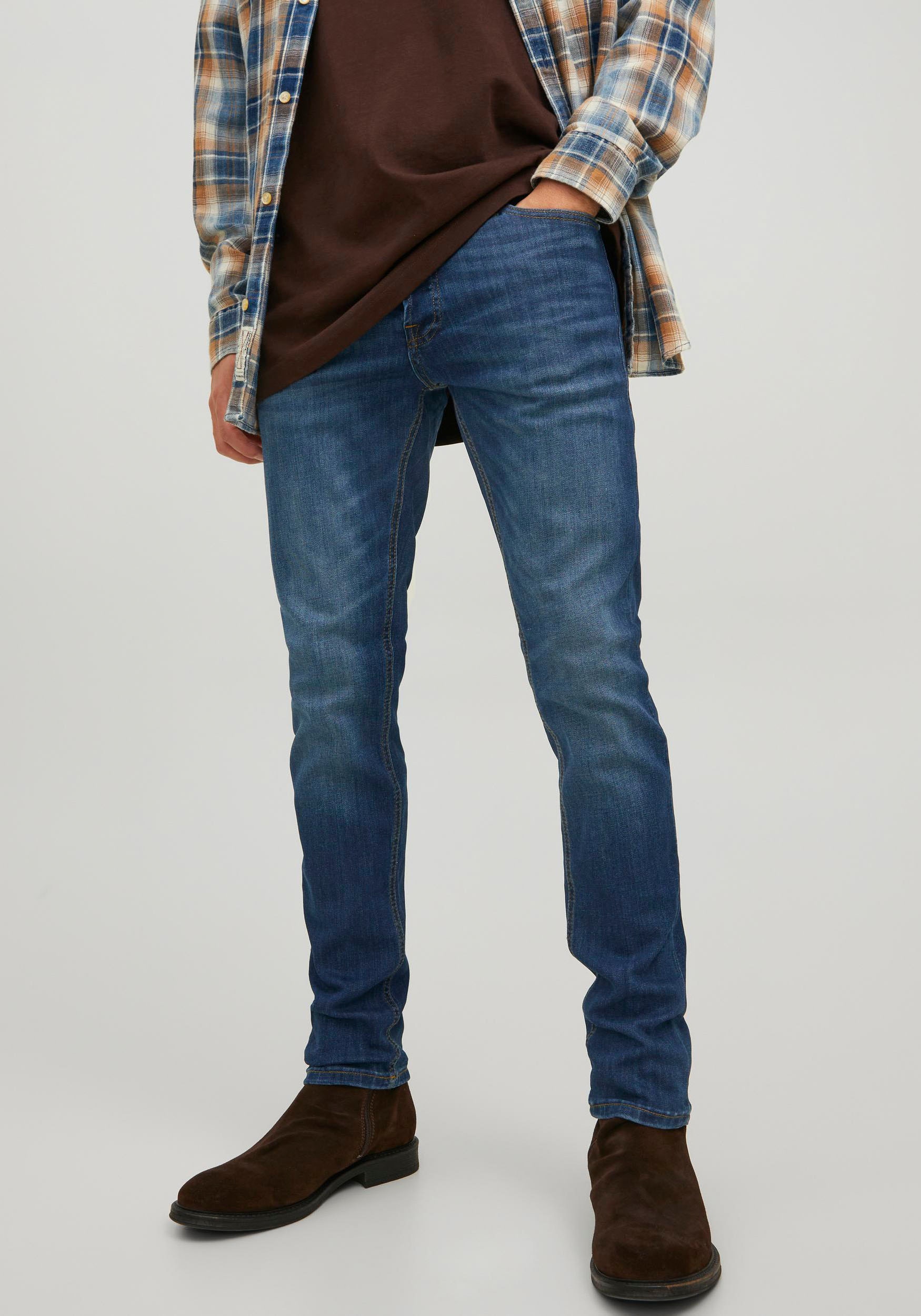 Jack & Jones Slim-fit-Jeans "Jjiglenn Slim-Fit Mit Stretch Und Praktischer 5-Pocket-Form" Baumwollmischung, Slim Fit