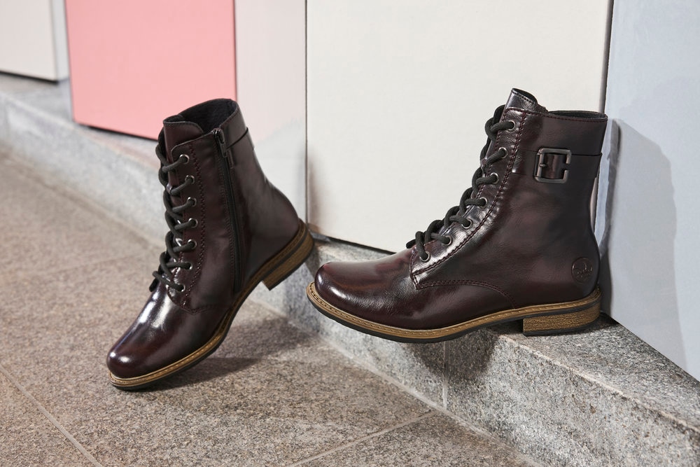 Rieker Schnürstiefelette  Schnürboots, Blockabsatz, mit Reißverschluss für leichtes Anziehen