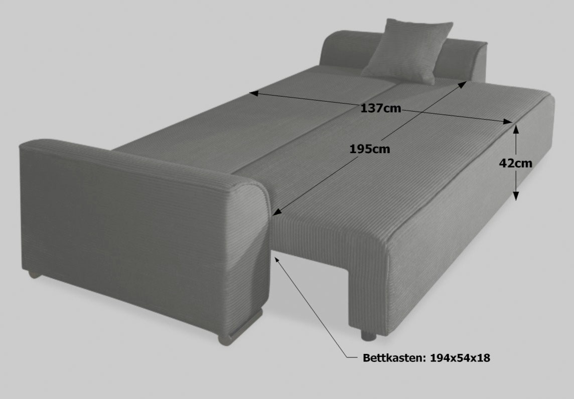 COLLECTION AB Schlafsofa »Sara Sofa« Schlafsofa,Bettfunktion,Bettkasten,Bonnelfederkern,optional mit Topper