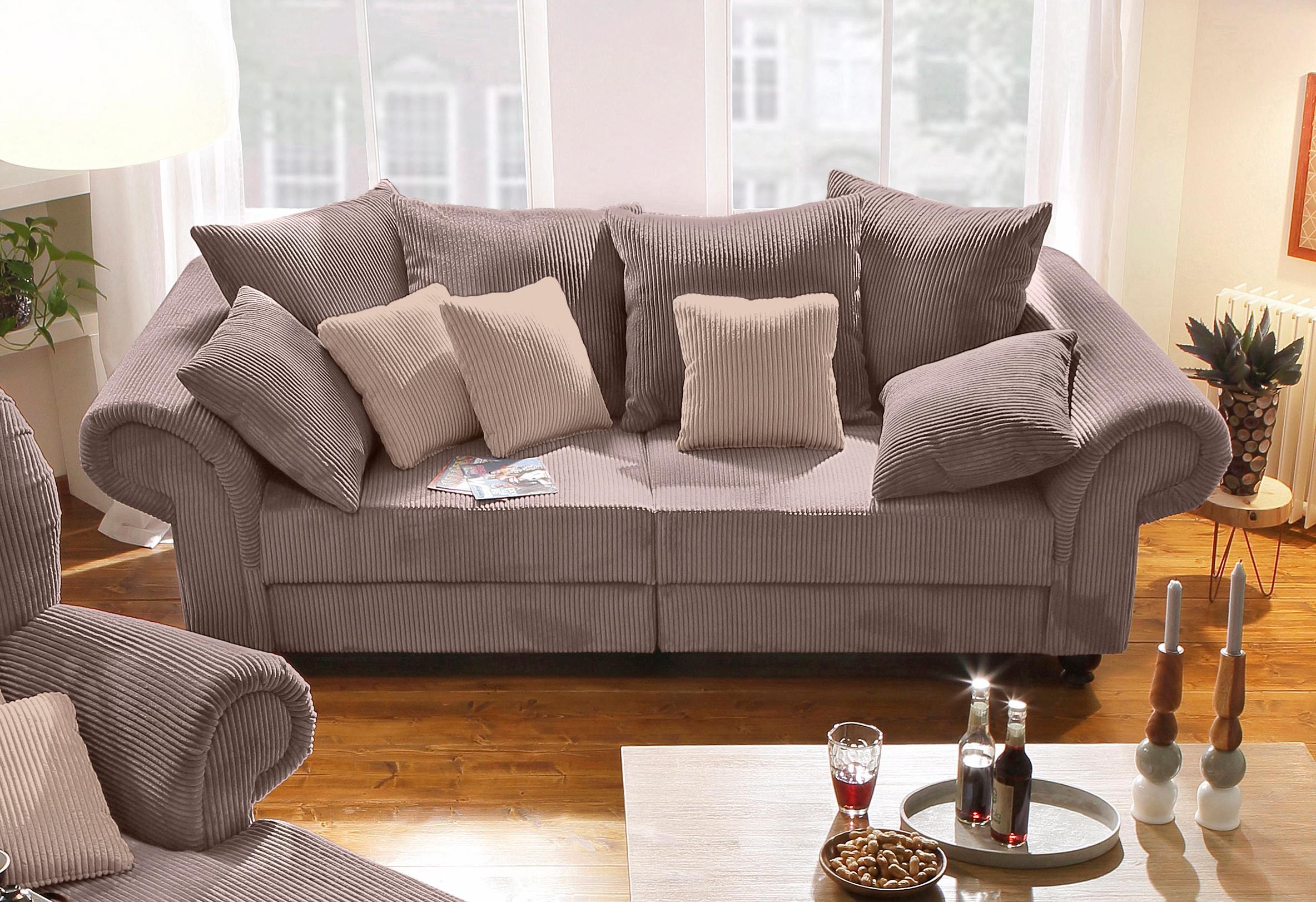 Home affaire Big-Sofa "King Henry Mega Sofa, viel Platz, Breite 242cm, Federkern" in legerer Polsterung und vielen losen Kissen