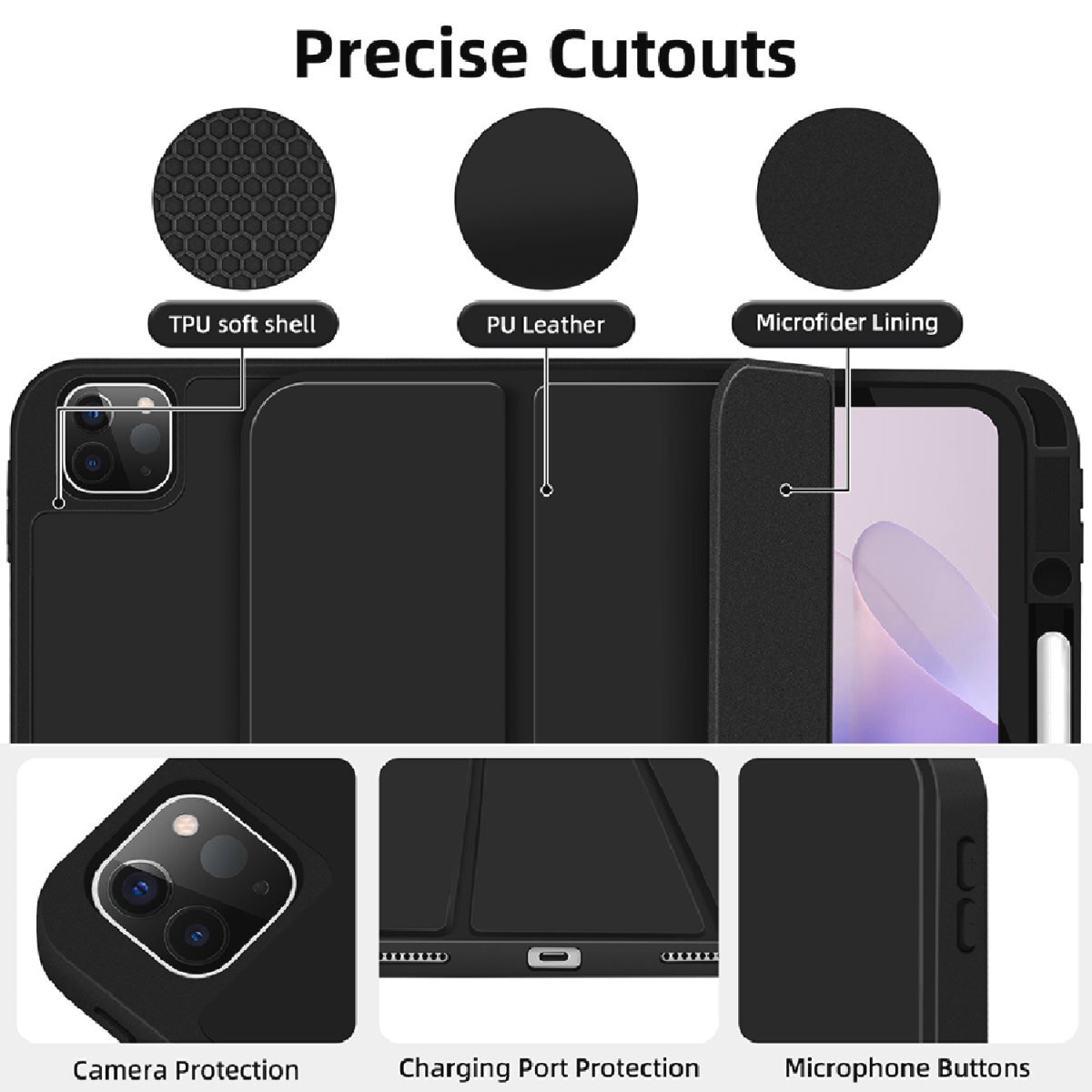 4smarts Tablet-Hülle »Folio Case Basic für Apple iPad Pro 11 (M4, 2024)«, Backcover, Schutzhülle, Handyschutzhülle, Case, Schutzcase, stoßfest