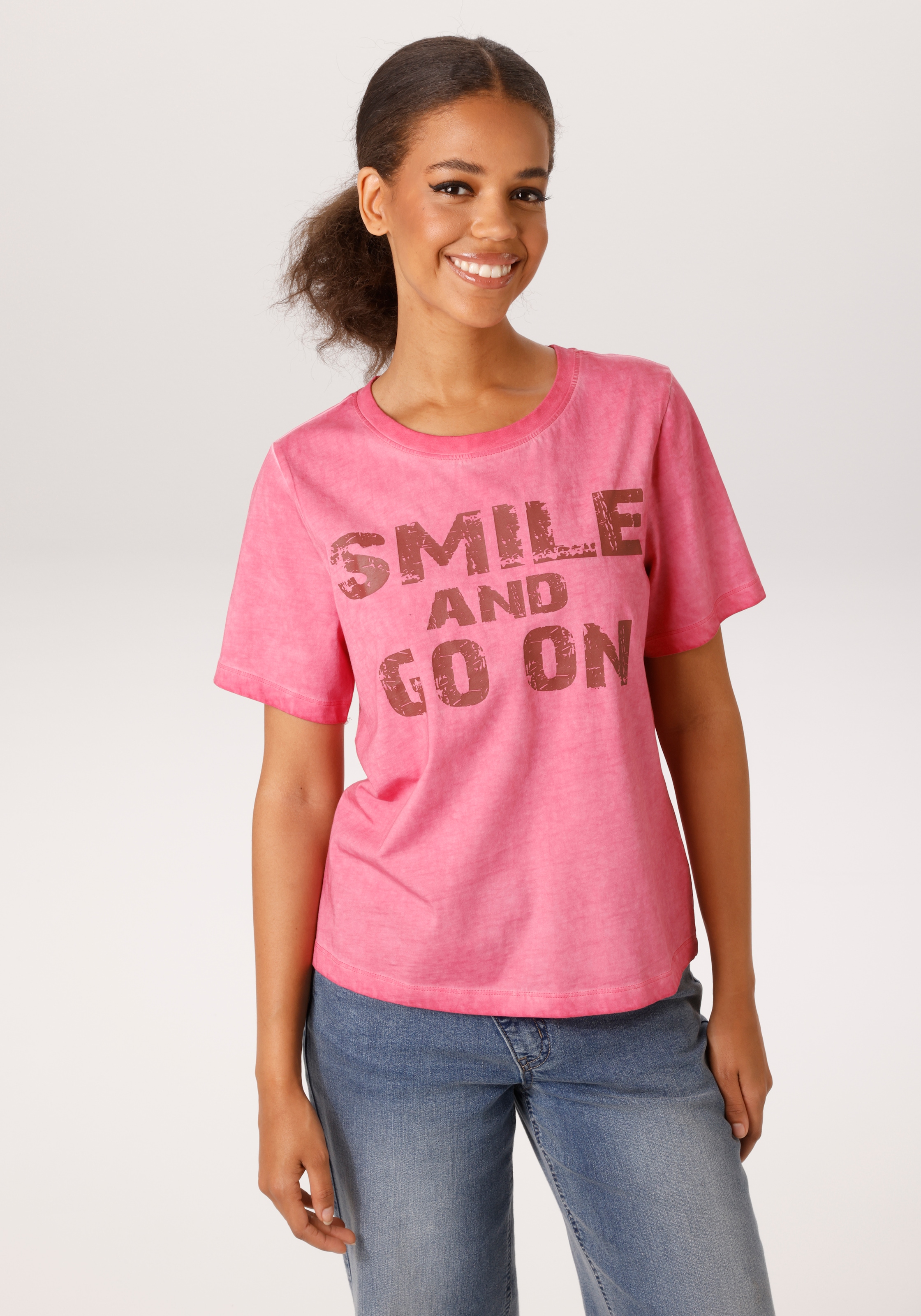 Aniston CASUAL T-Shirt in trendiger Oil-dyed-Waschung