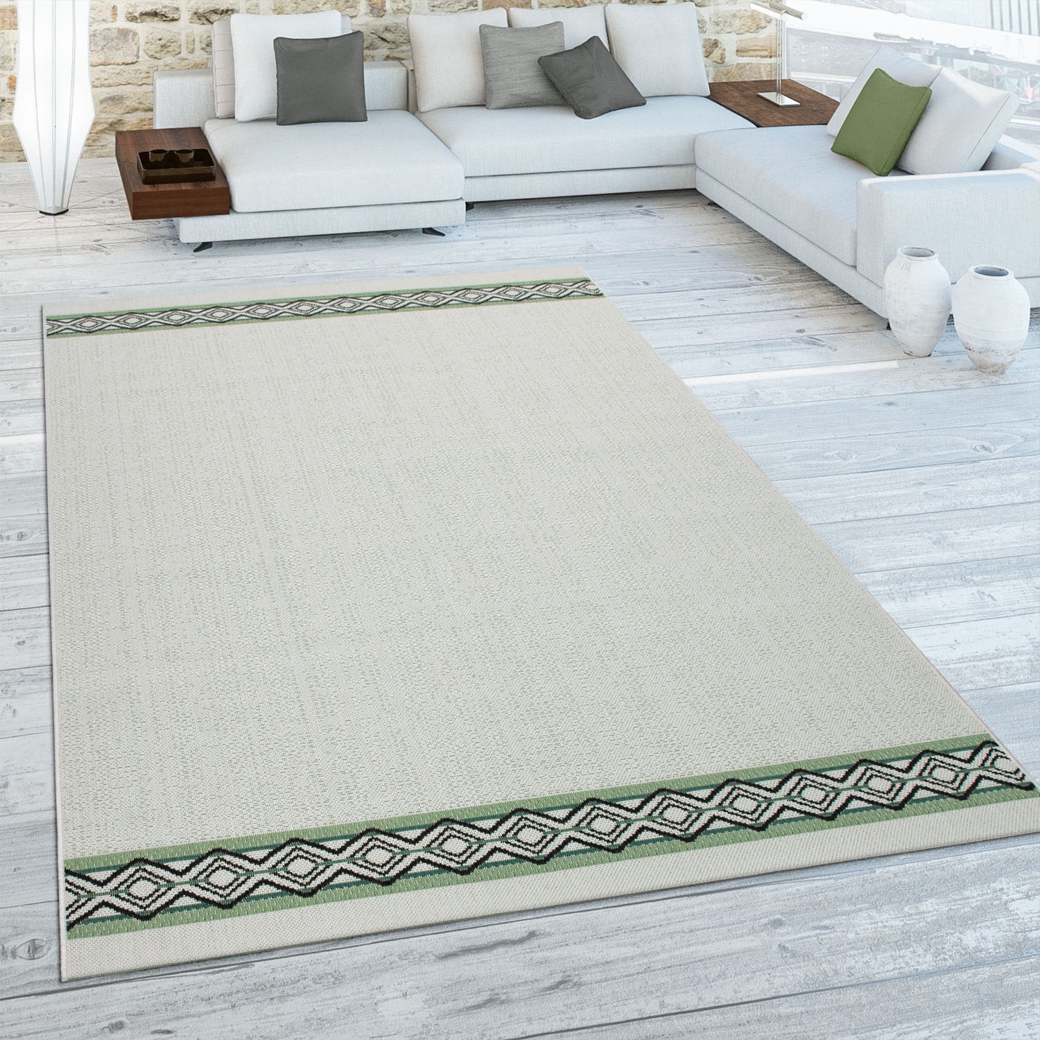 Paco Home Teppich »Ostende auf mit Flachgewebe, Bordüre, Outdoor | rechteckig, und 541«, Rechnung Wohnzimmer BAUR geeignet, In