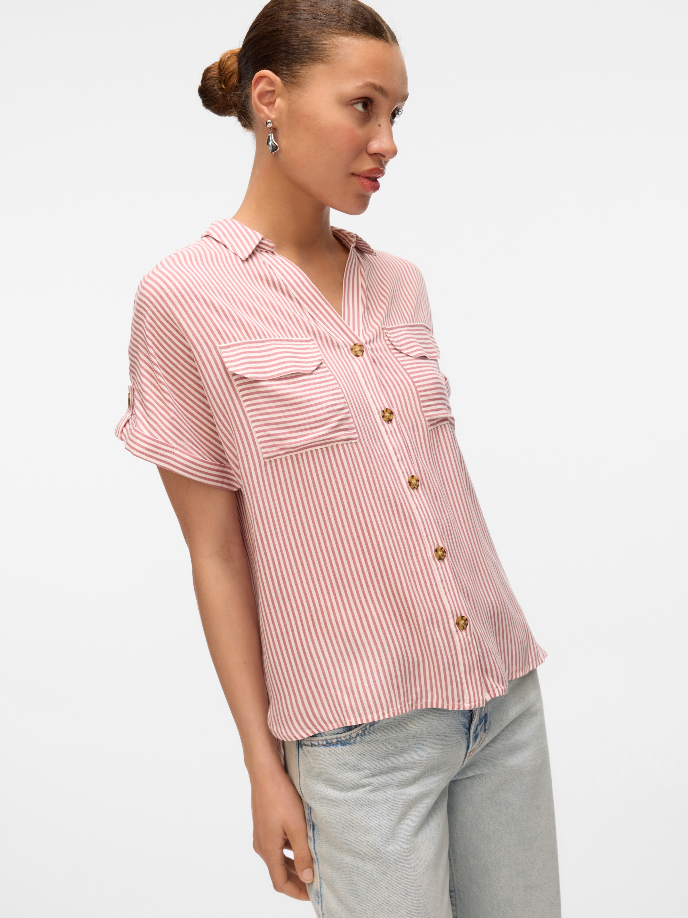 Vero Moda Kurzarmbluse "VMBUMPY S/S SHIRT WVN GA NOOS" günstig online kaufen