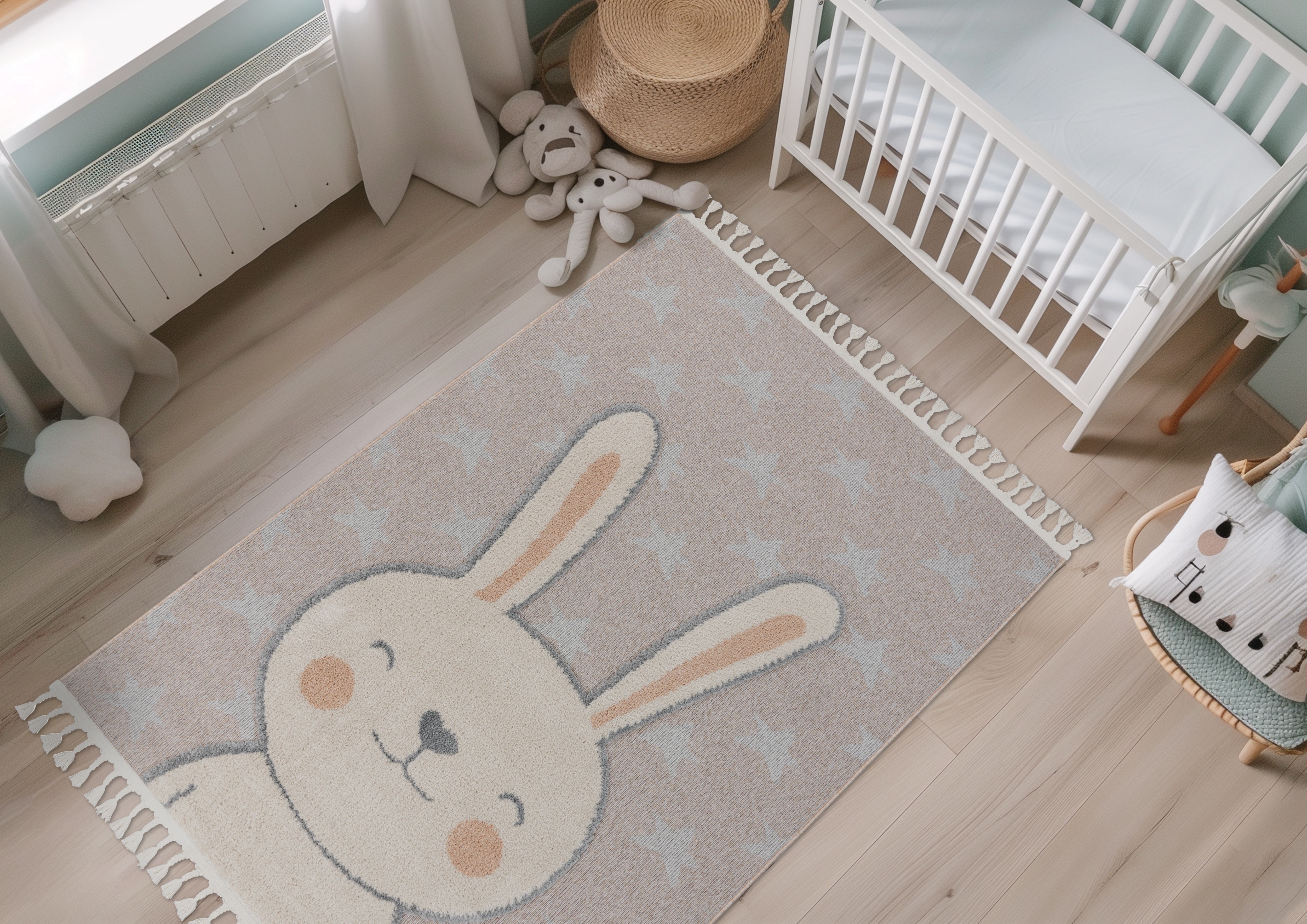 Obsession Kinderteppich "My Fano 390" rechteckig 11 mm Höhe Motiv Hase, mit Fransen, auch in rund