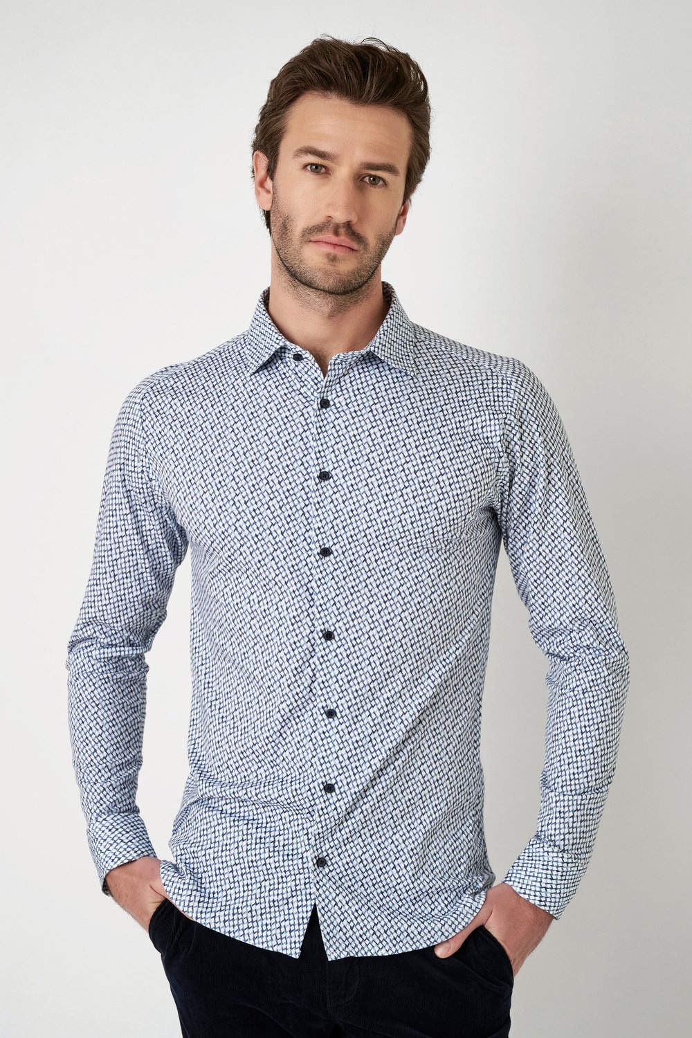 DESOTO Langarmhemd "Jerseyhemd Casual Kent langarm", Flexibler Stretch, mit günstig online kaufen