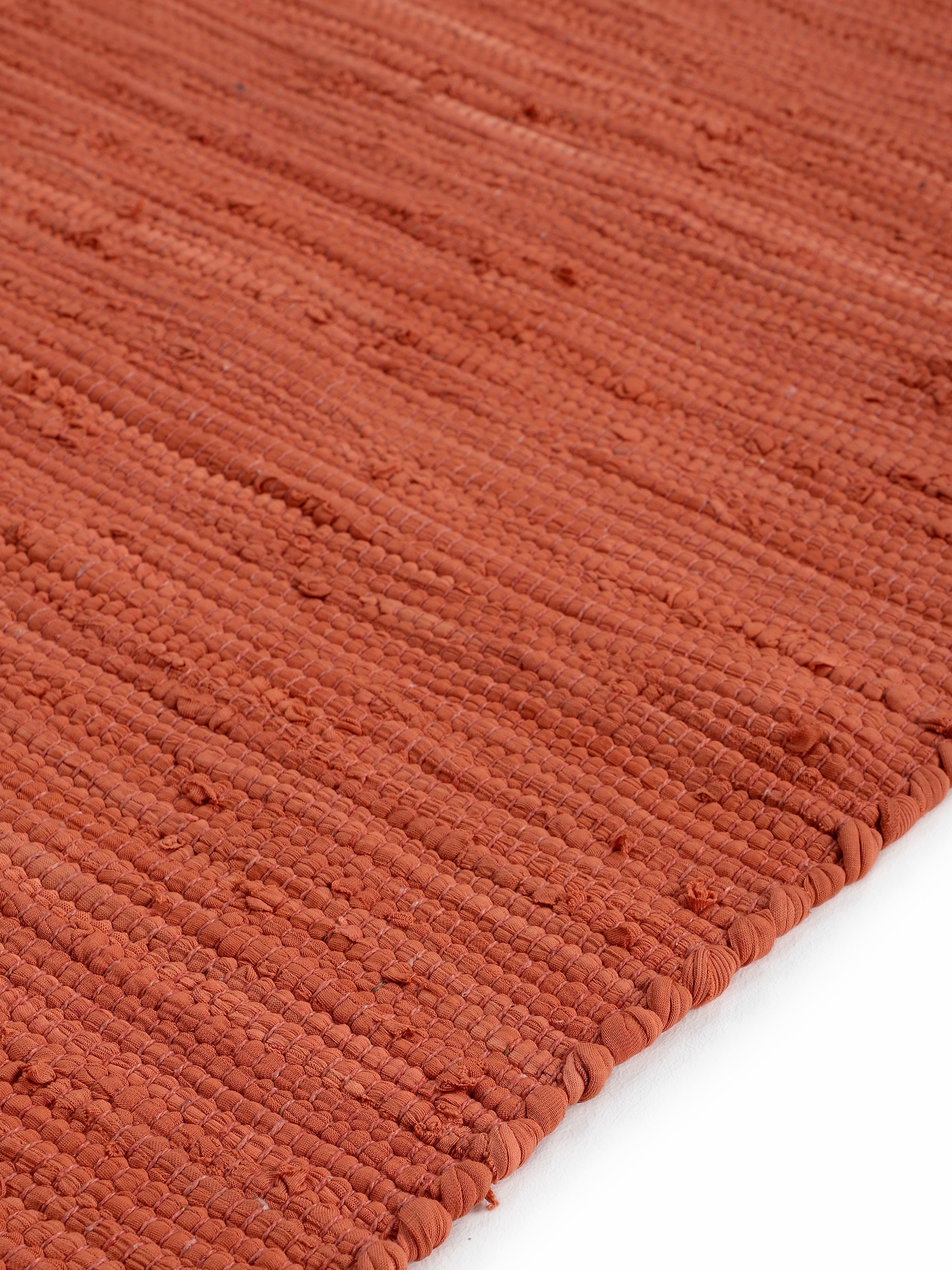 carpetfine Teppich »Kelim Chindi uni«, rechteckig, 5 mm Höhe, Wendeteppich, reine Baumwolle, handgewebt, Uni-Farben, mit Fransen