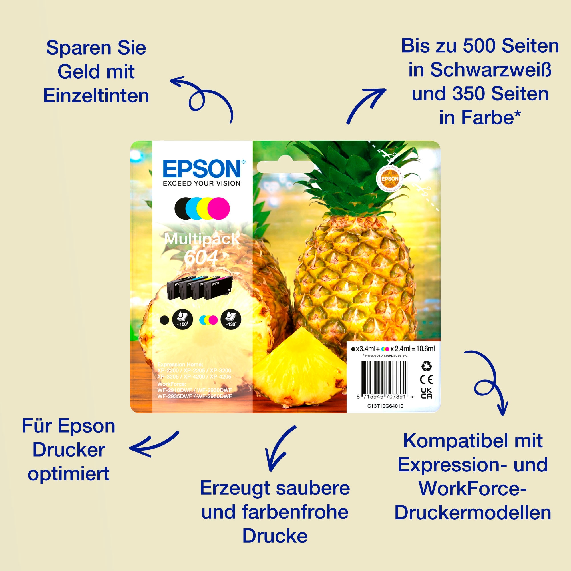 Epson Tintenpatrone »16 Mulitpack XL - 4 Farben- Druckerpatrone«