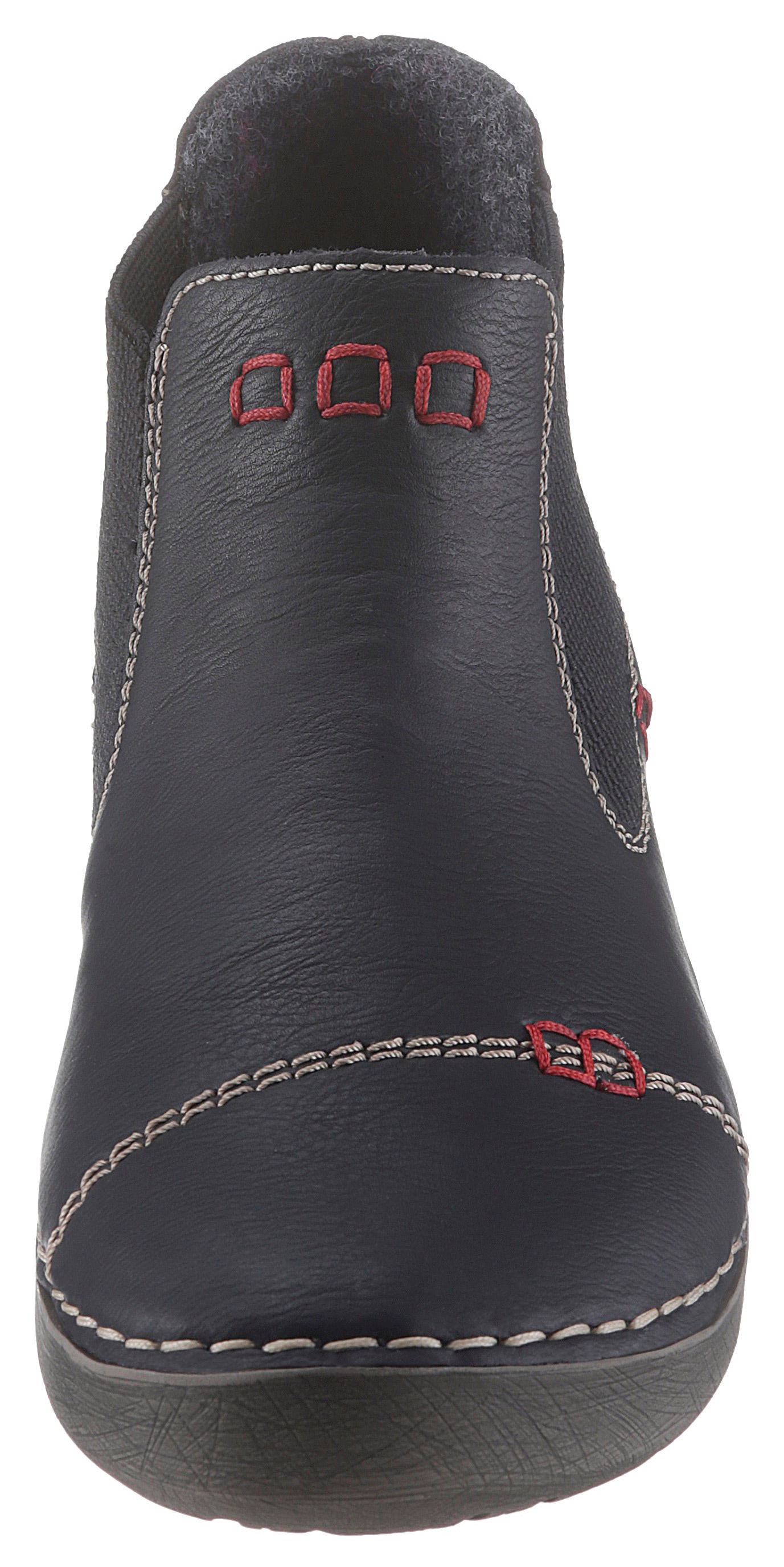 Rieker Chelseaboots, Schlupfboots, Stiefelette mit auffälligen Kontrastnähten