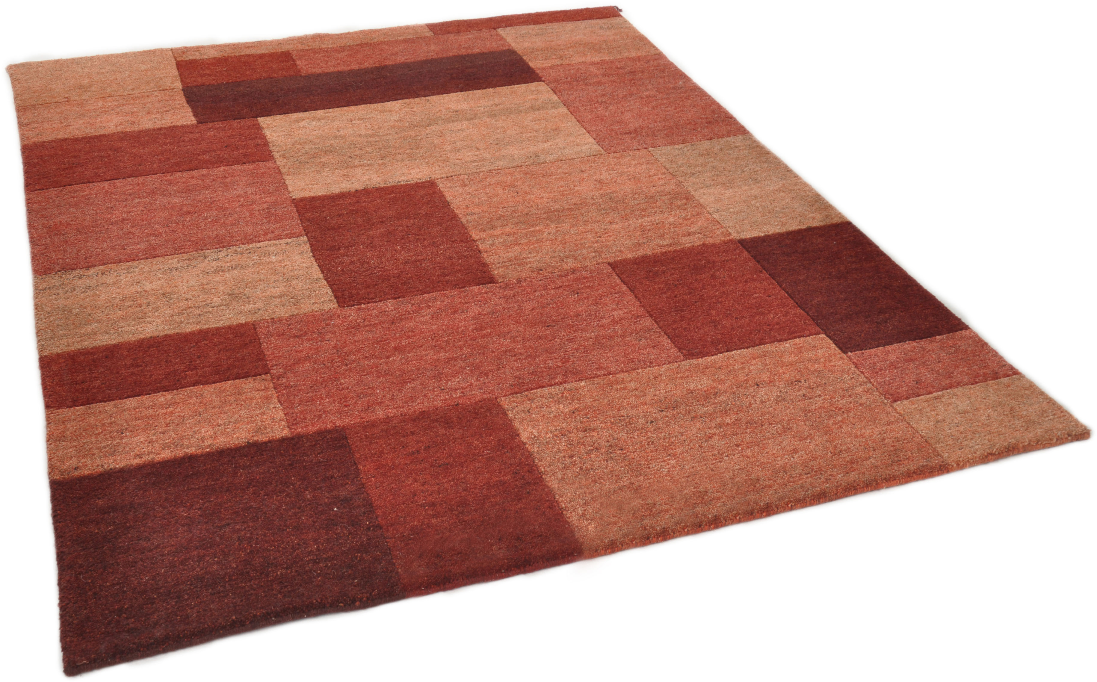 THEKO Wollteppich "Dalas - 7709, handgeknüpft" rechteckig 18 mm Höhe reine Wolle, Patchwork Design, Wohnzimmer