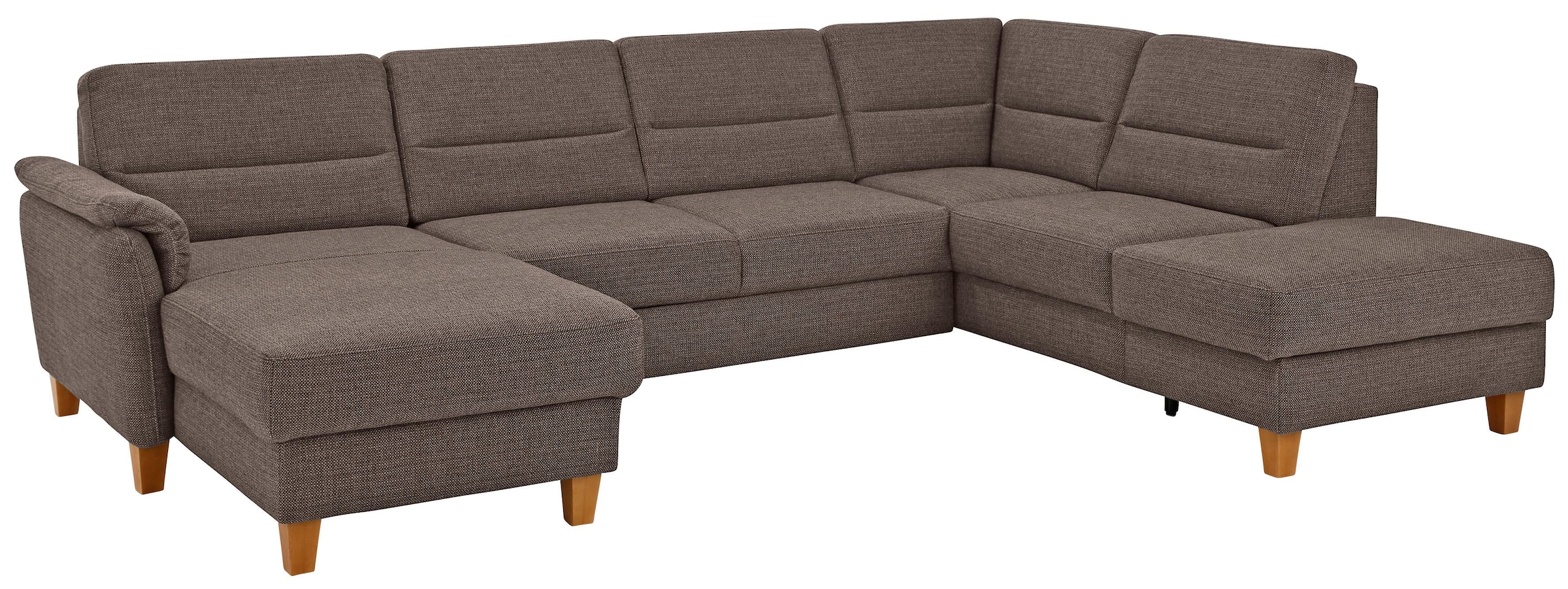 Home affaire Wohnlandschaft "Palmera U-Form, B: 308 cm, große Stoff + Leder Auswahl" optional Schlaffunktion & Bettkasten, Federkern, XXL-Wohnlandschaft