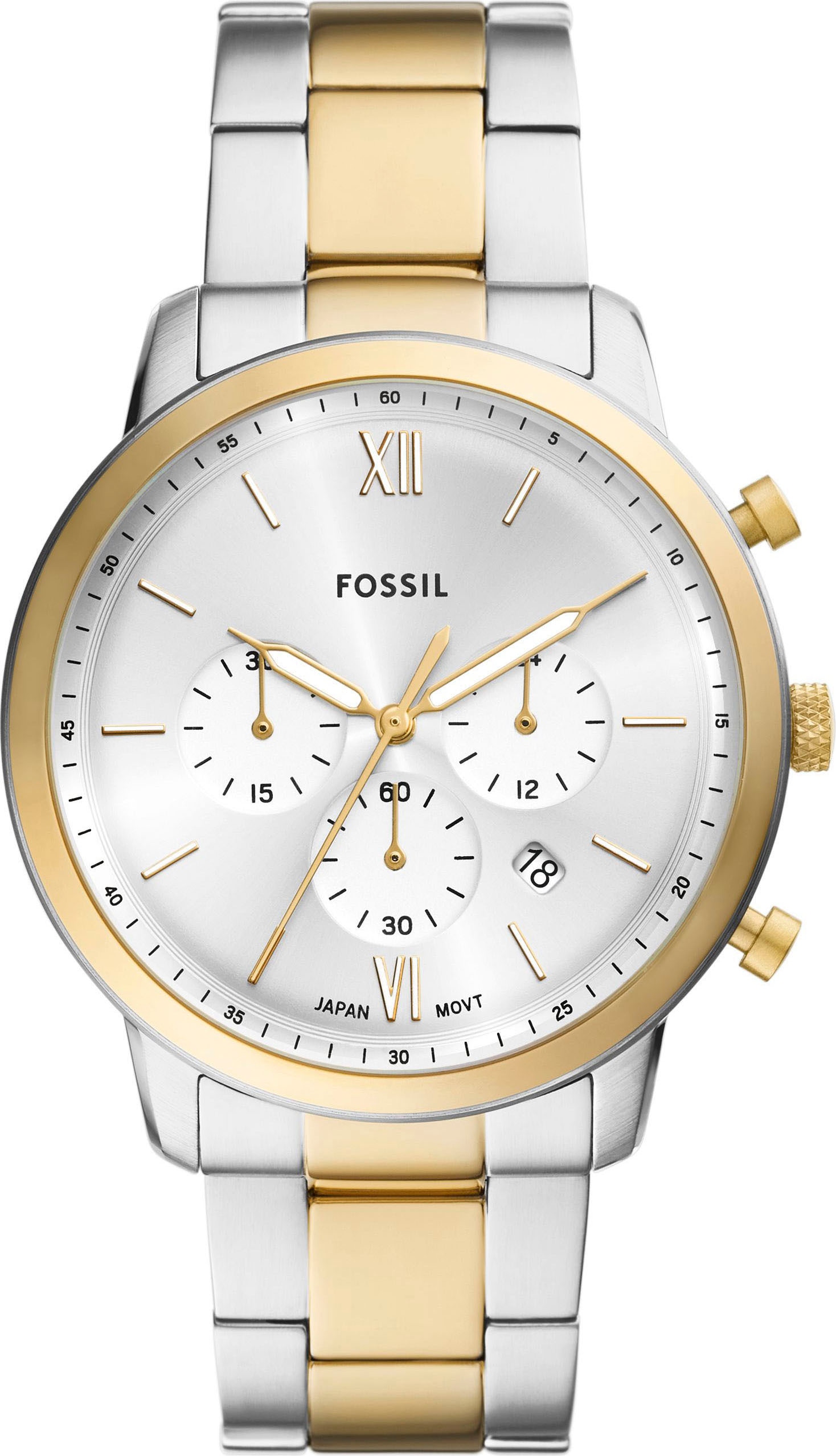 Fossil Chronograph »NEUTRA«, Quarzuhr, Armbanduhr, Herrenuhr, Edelstahlarmband, analog, Datum